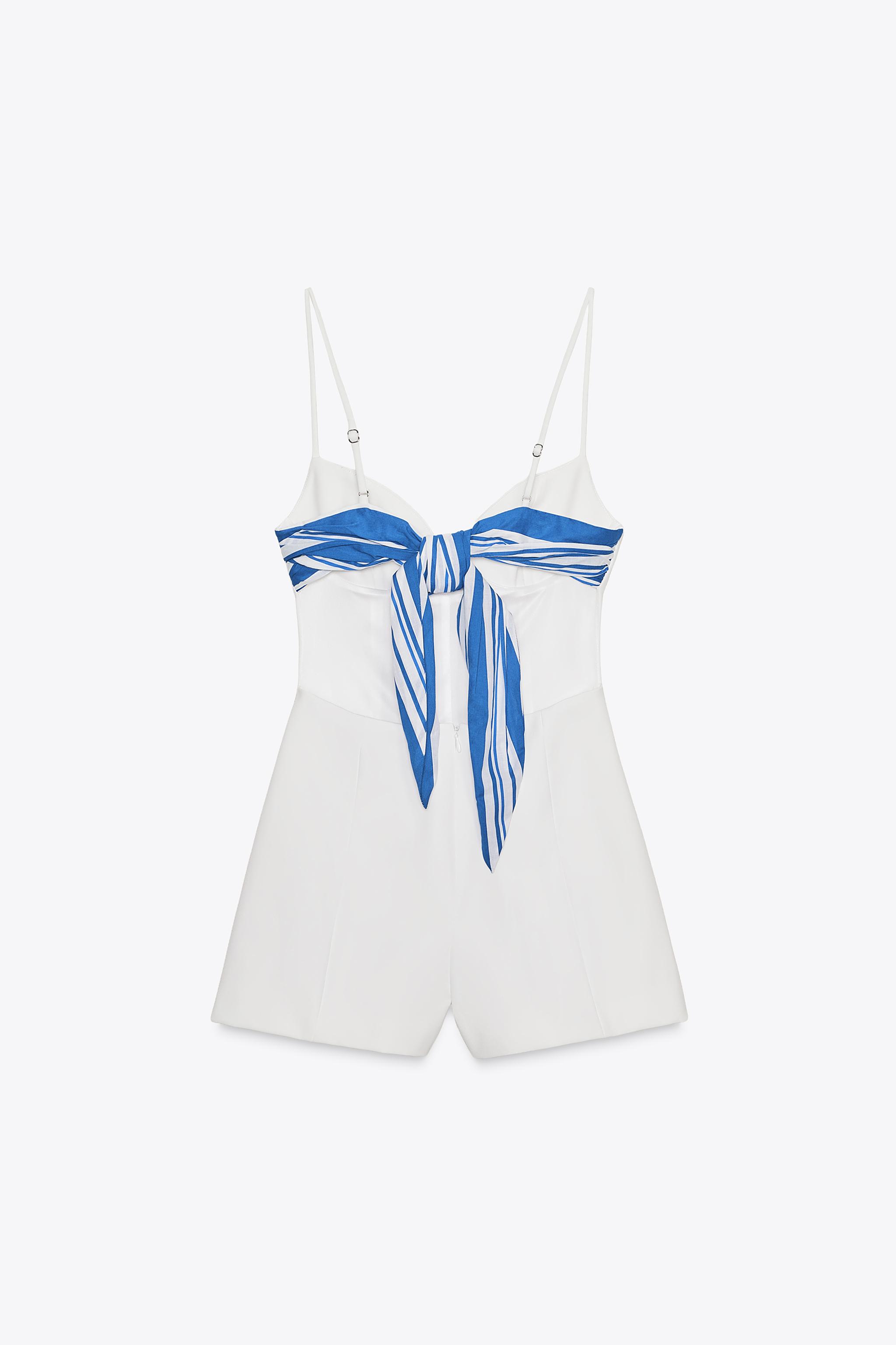 STRIPED HANDKERCHIEF CUT OUT SHORT JUMPSUIT