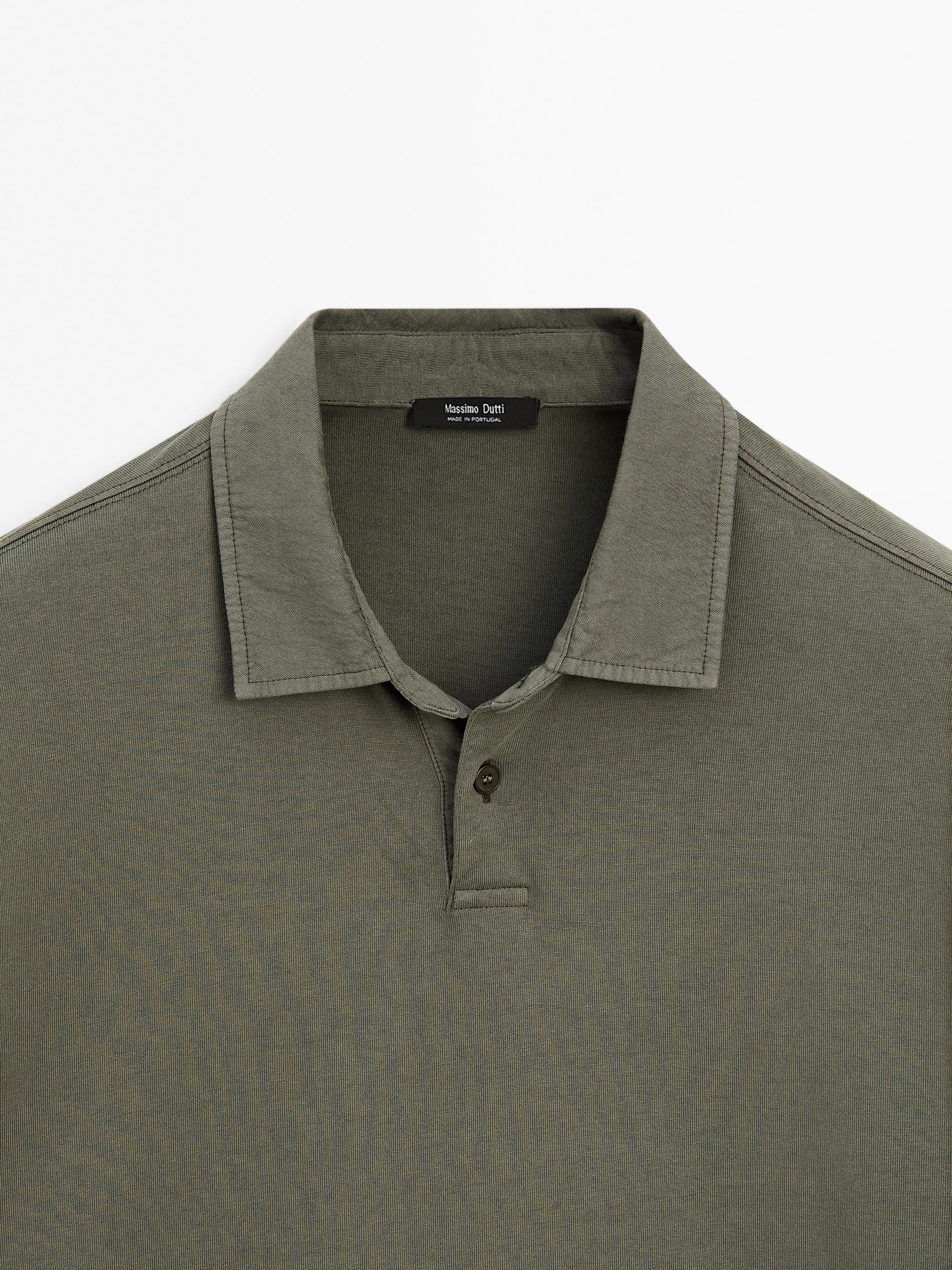 100% cotton distressed-effect polo shirt