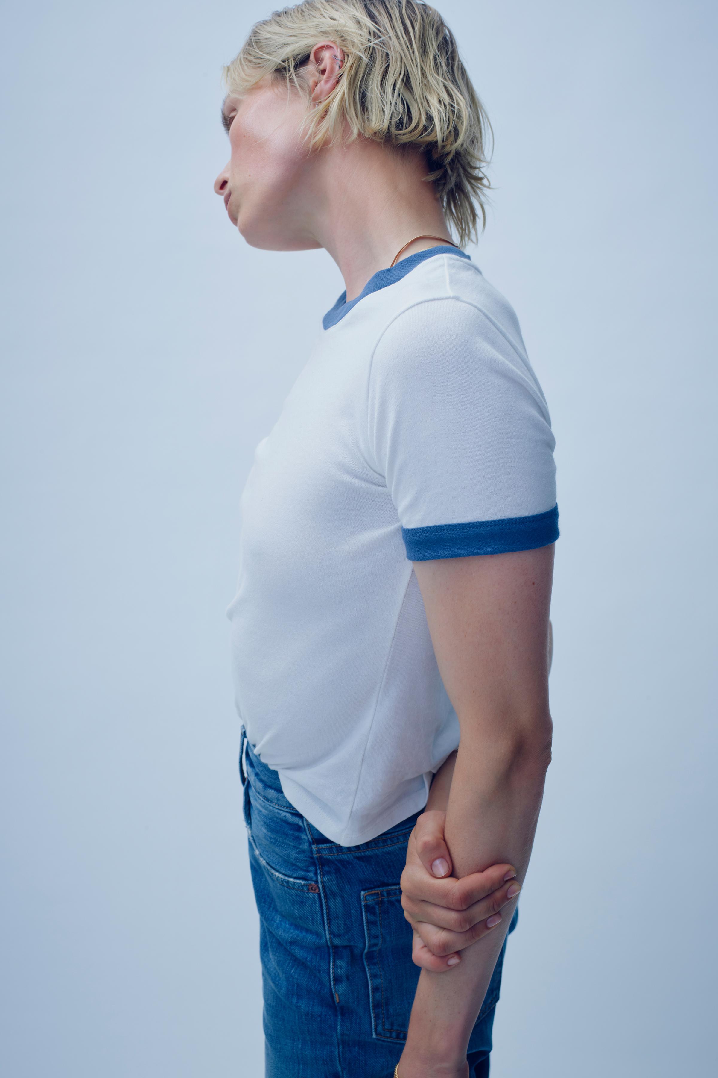 WASHED EFFECT RIBBED T-SHIRT