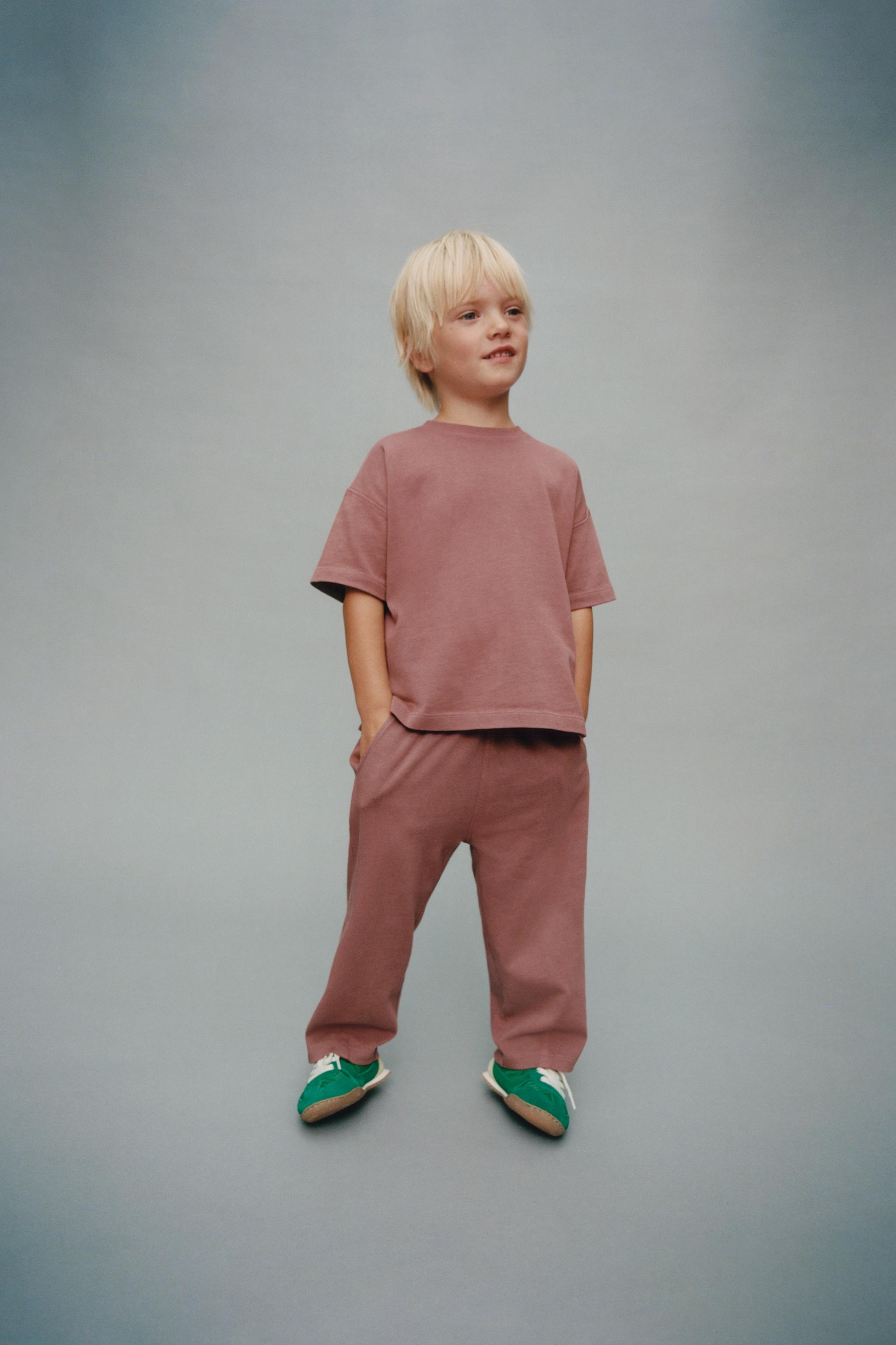 PLAIN WIDE LEG T-SHIRT AND PANTS SET