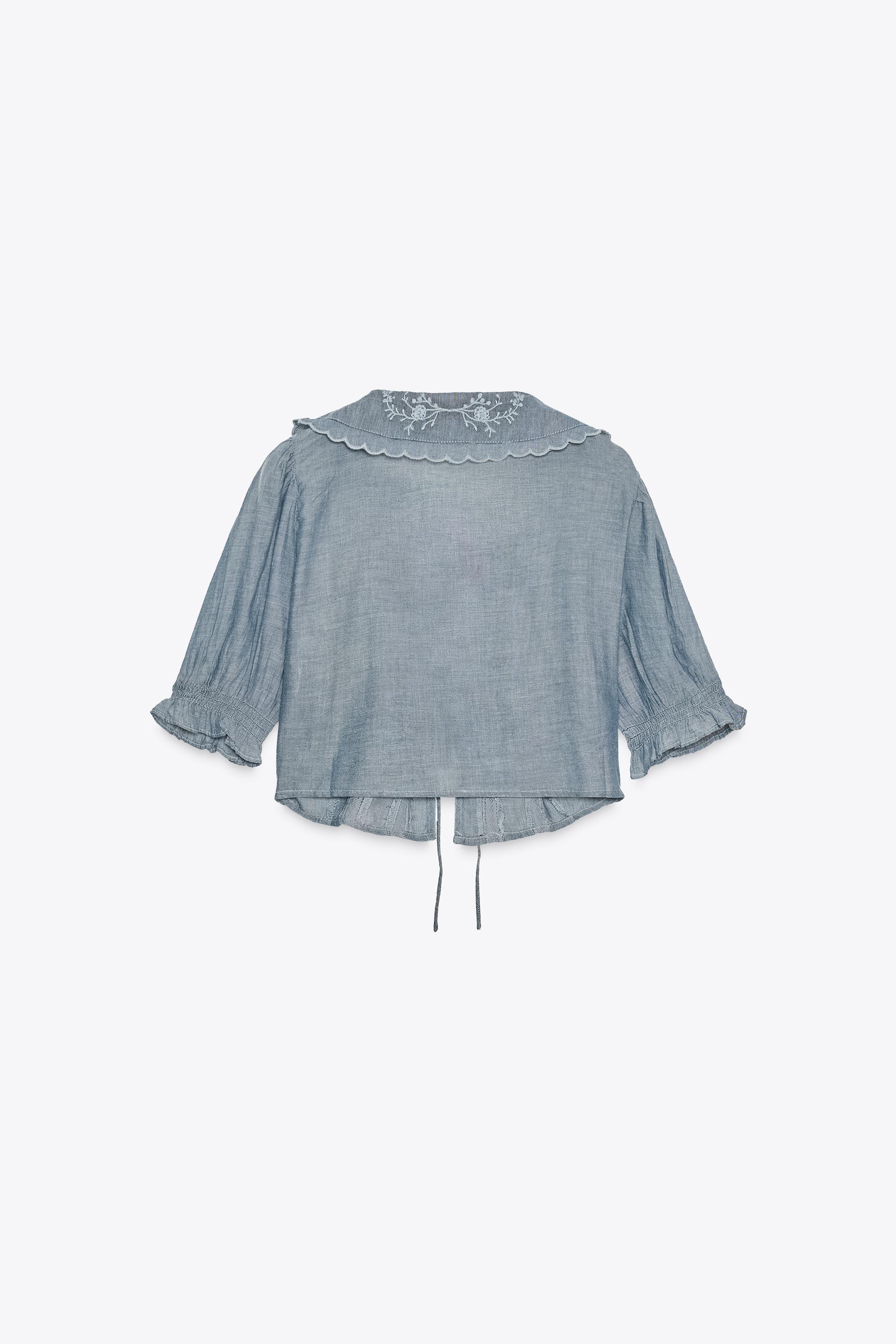 EMBROIDERED CROP SHIRT