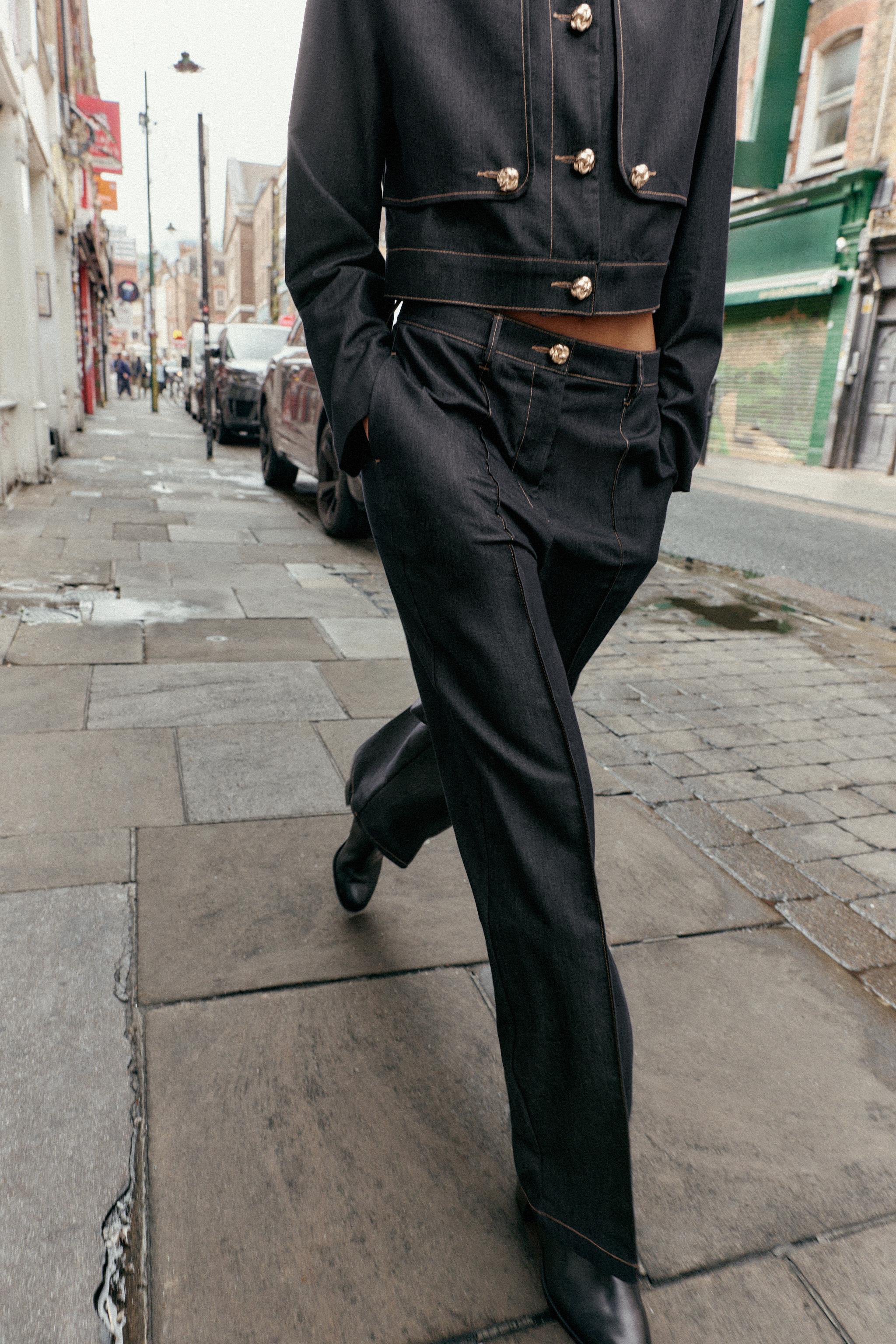 CREASED STRAIGHT LEG PANTS