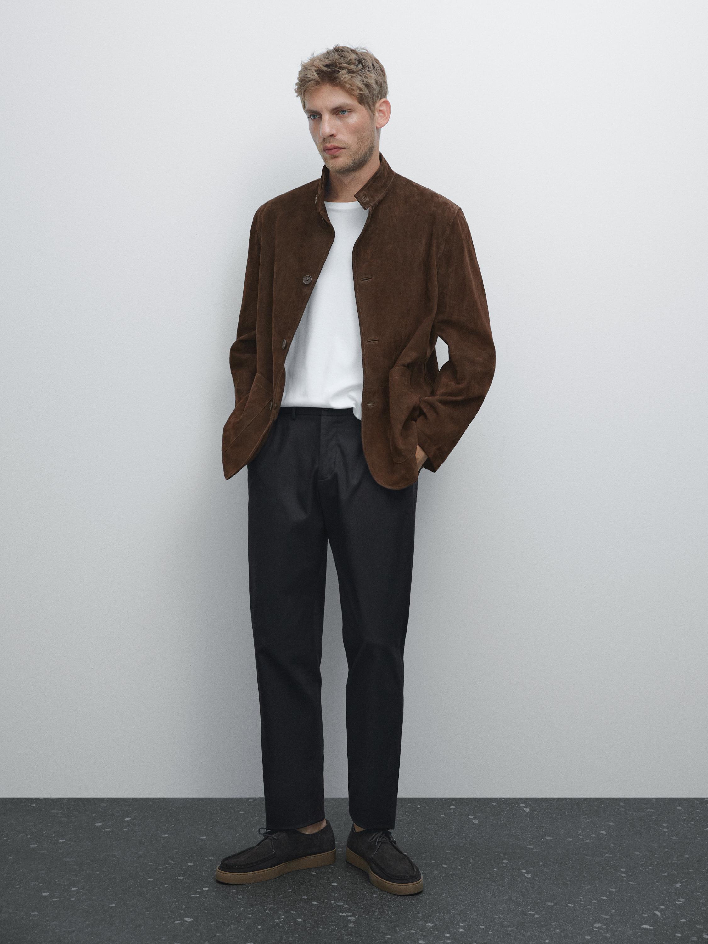 Slim fit textured trousers