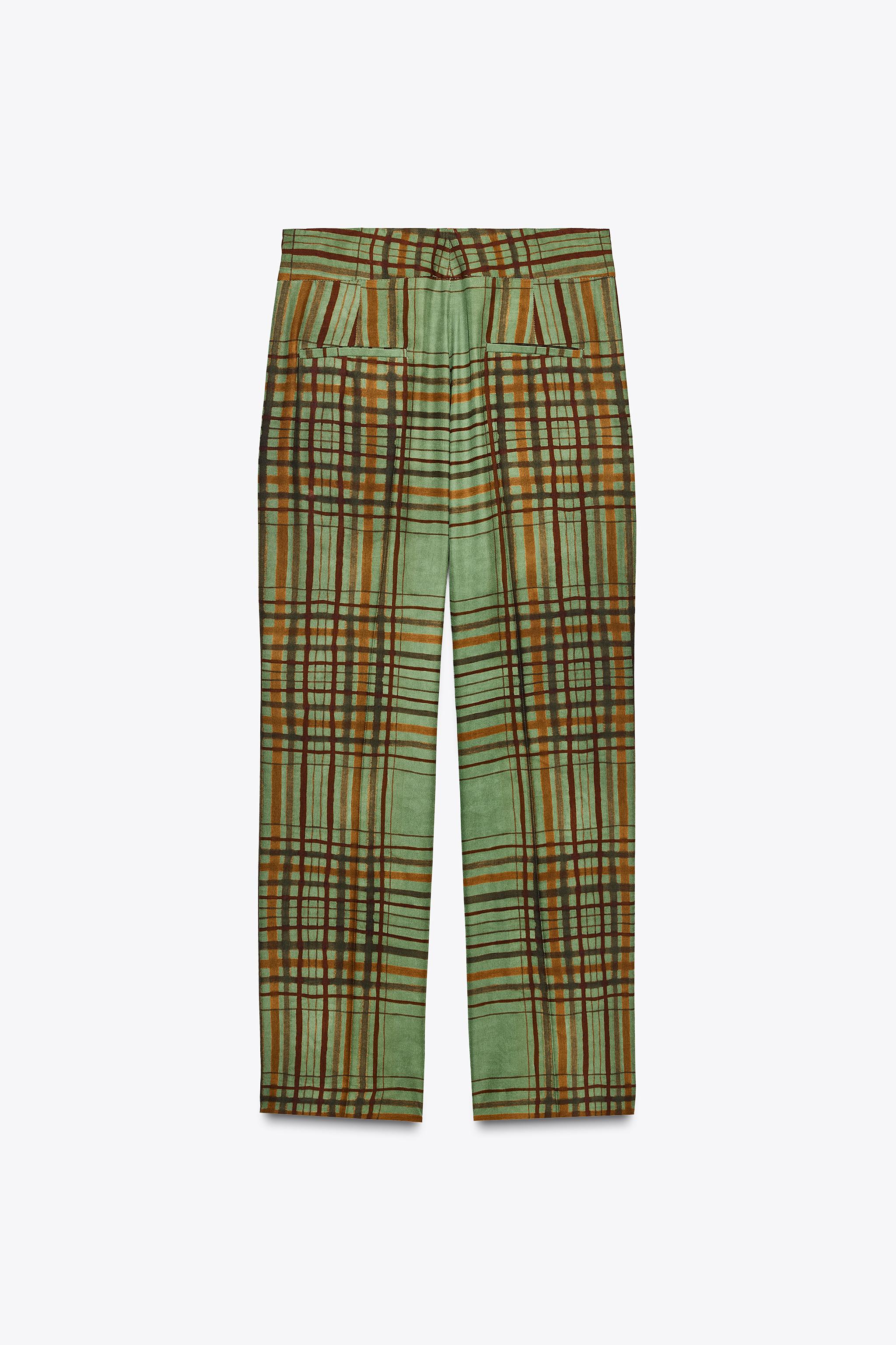 ZW COLLECTION CROP FLARE PLAID PANTS