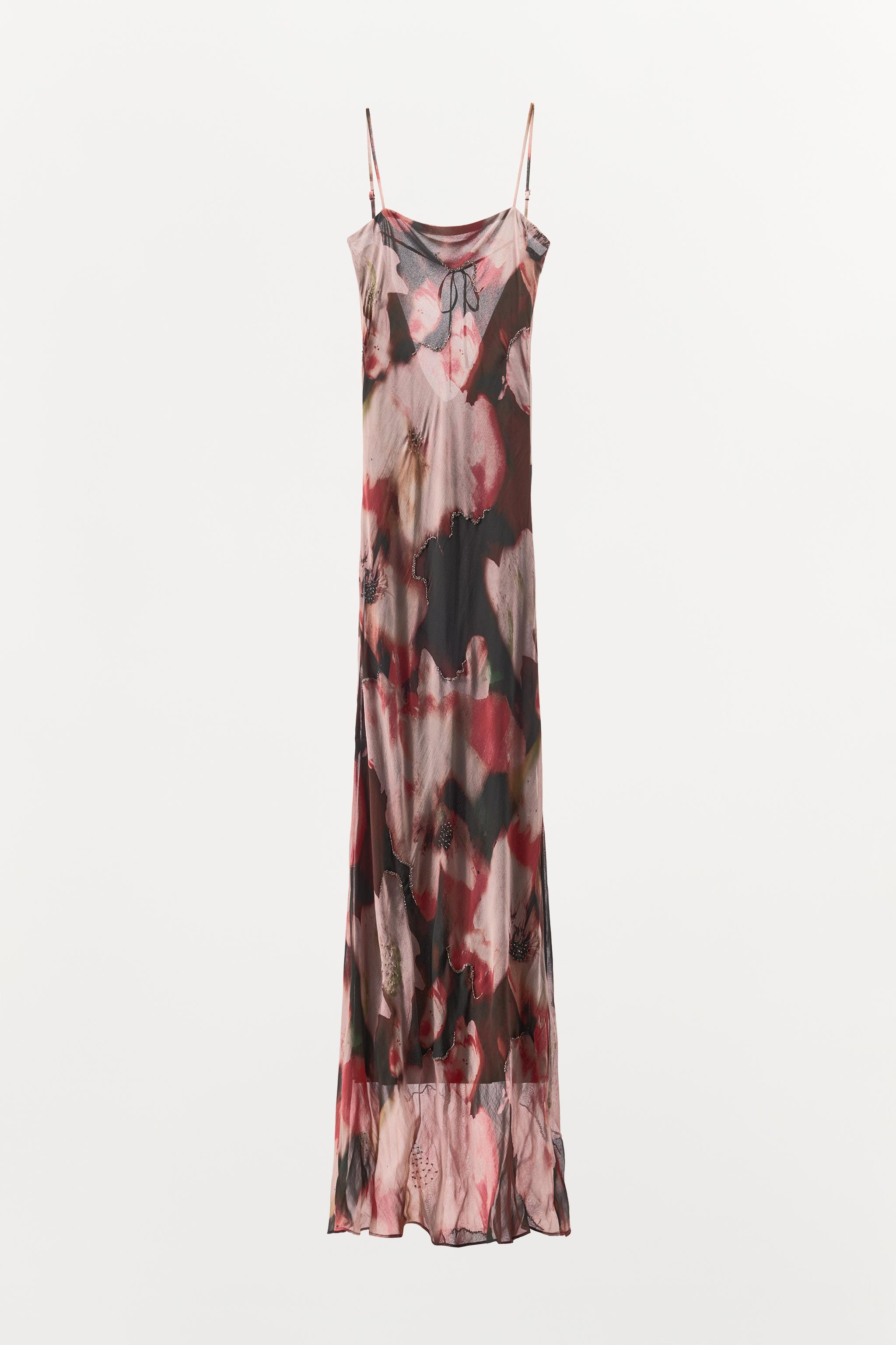 BEADED FLORAL PRINT DRESS