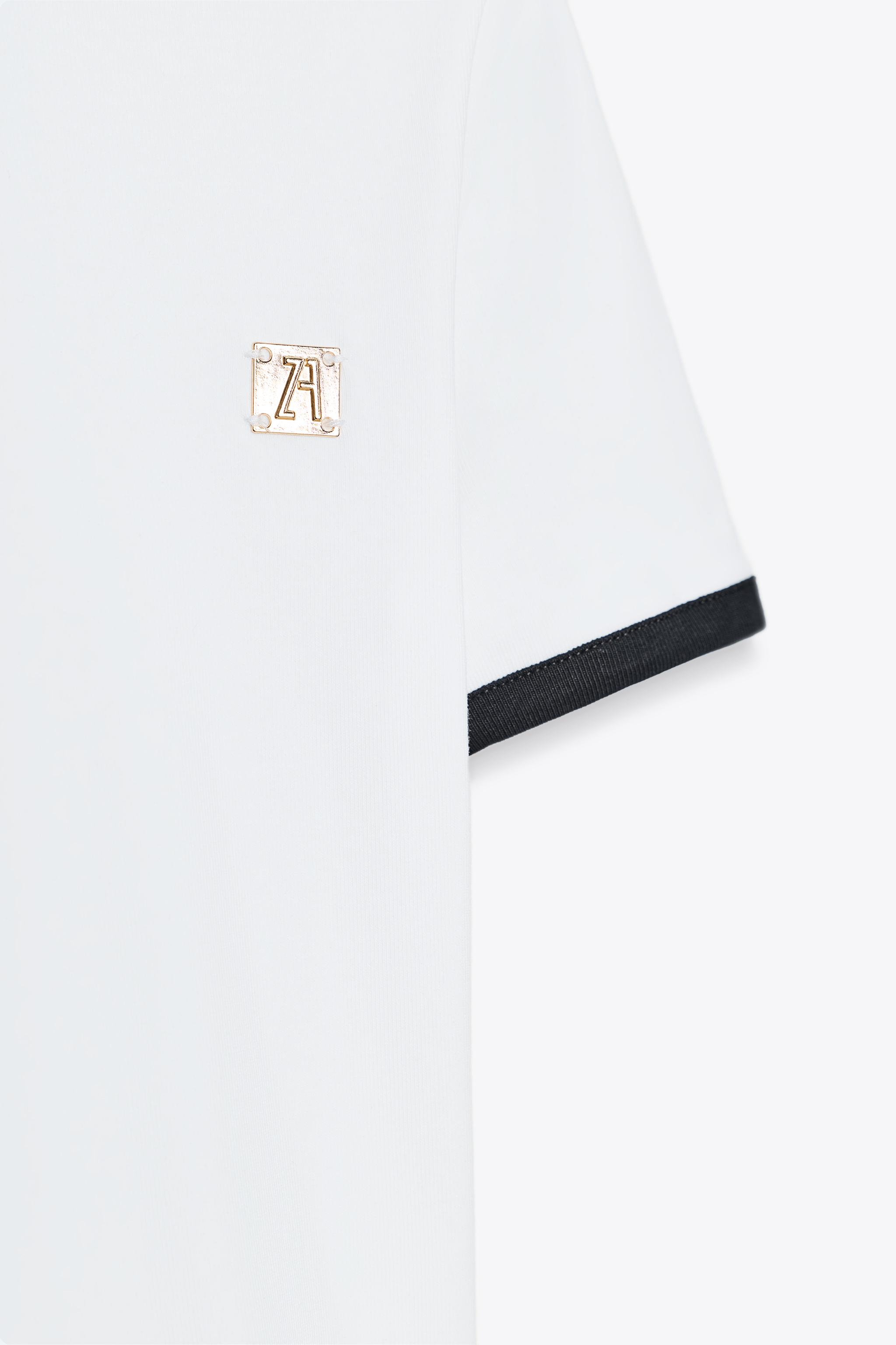 ZARA TRIM T-SHIRT WITH BROOCH