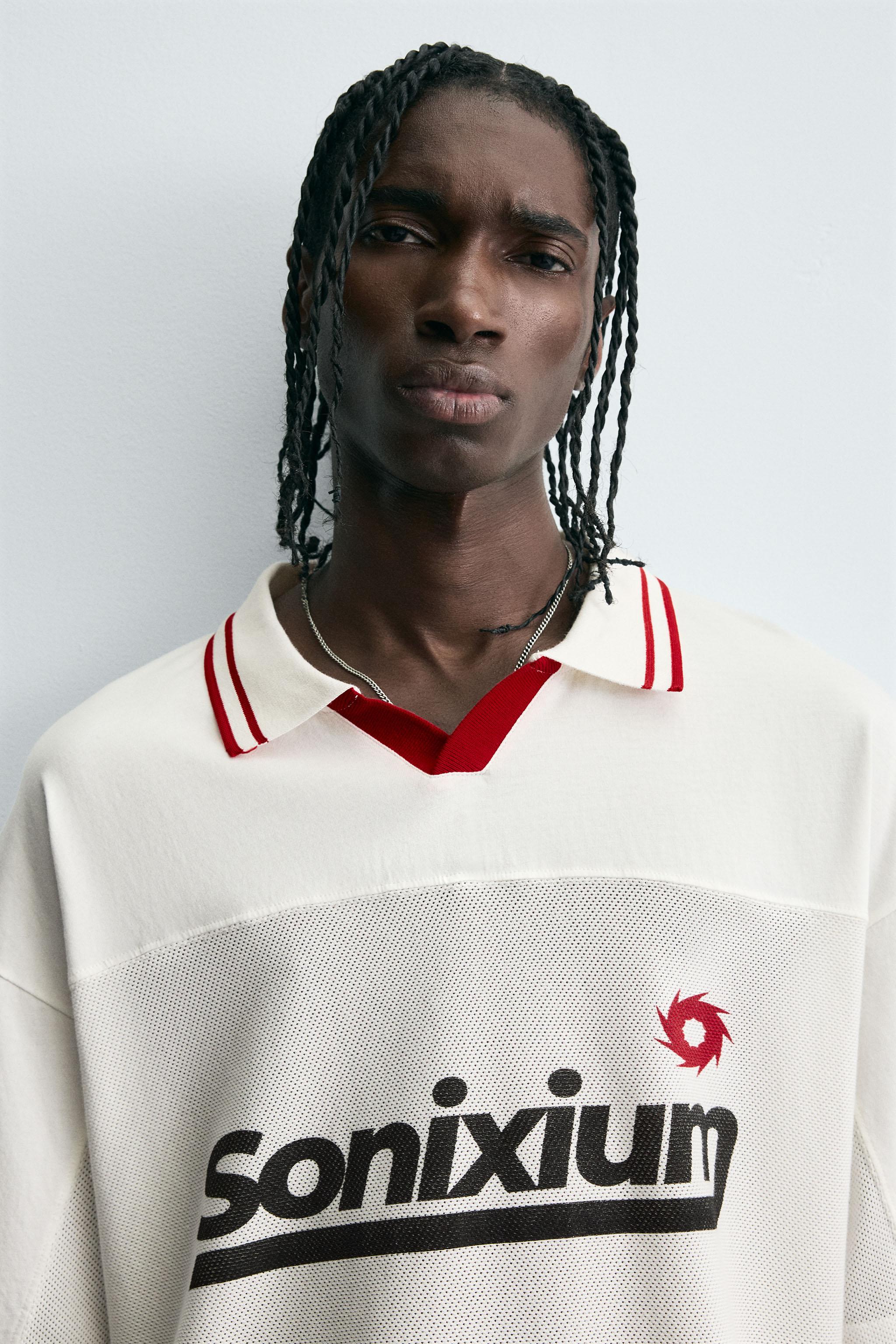 RETRO SOCCER PRINT POLO SHIRT