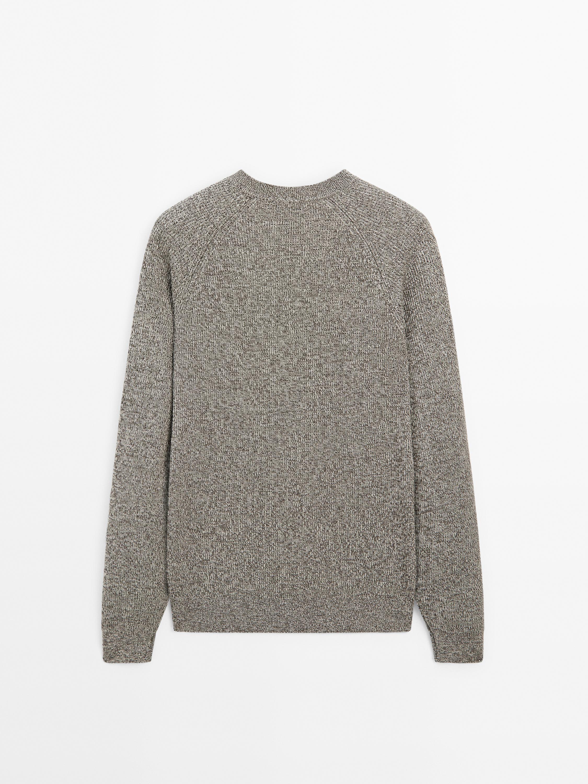 Crew neck mouliné knit sweater