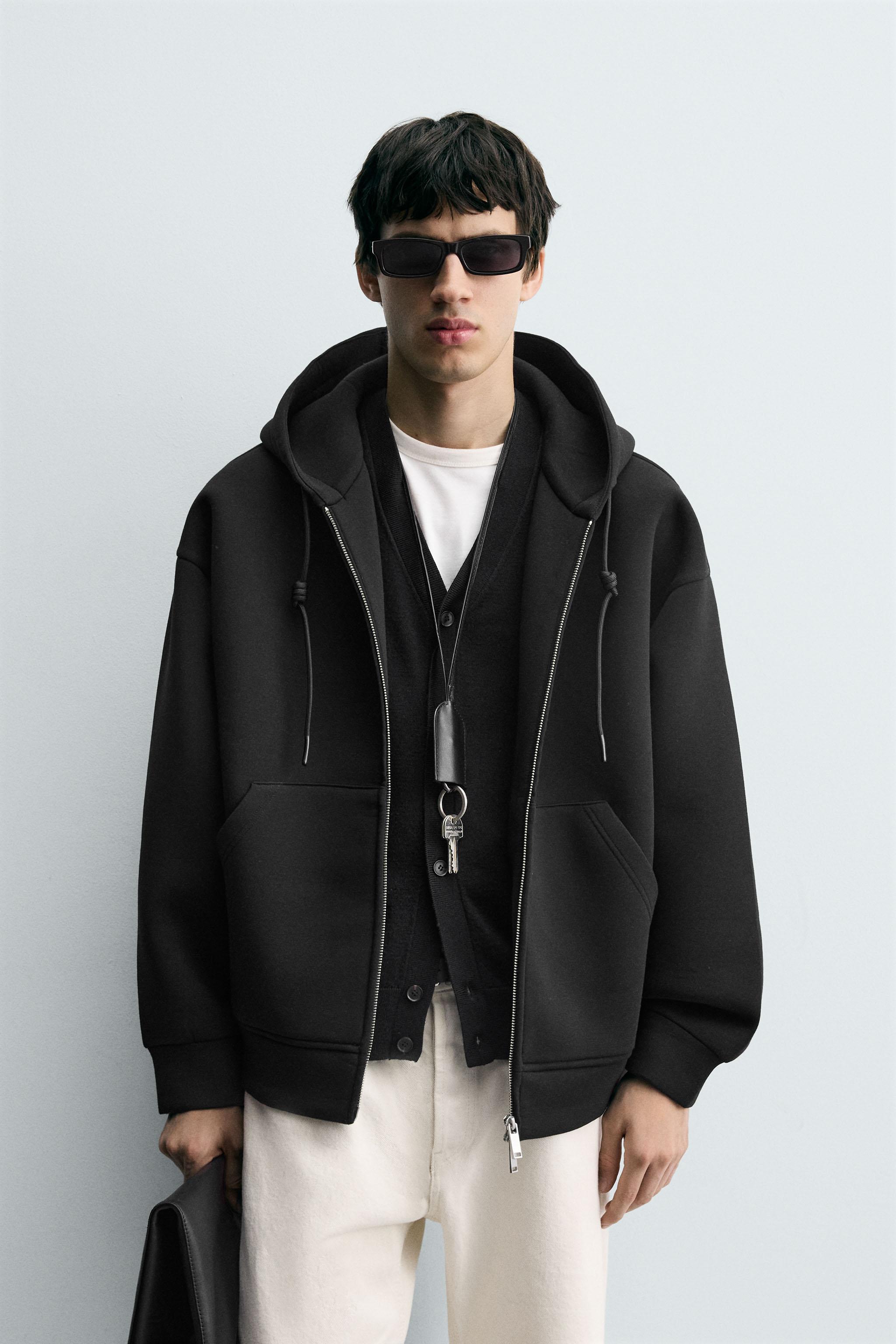 NEOPRENE EFFECT HOODIE SWEATSHIRT