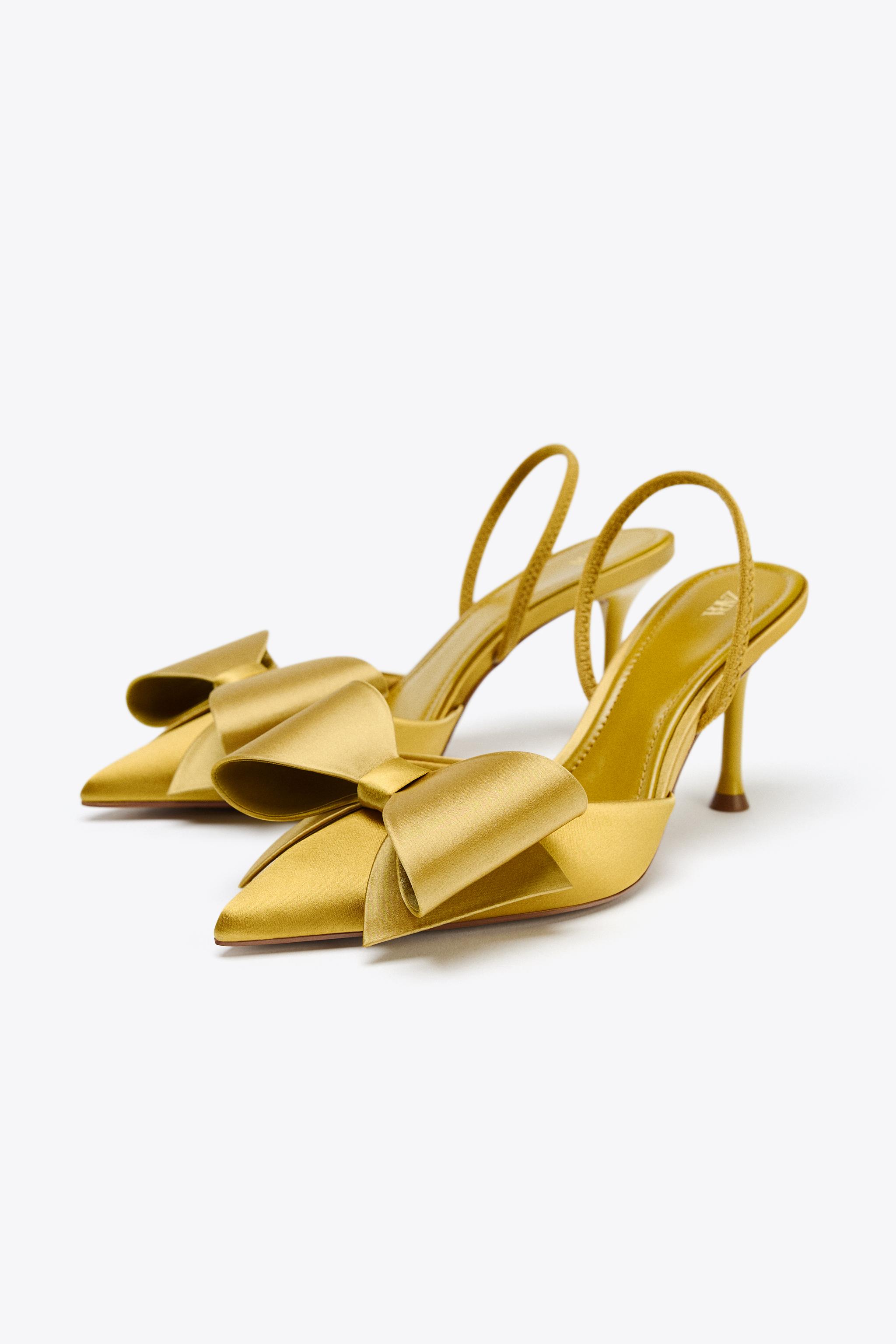 SATIN-EFFECT SLINGBACK HEELS