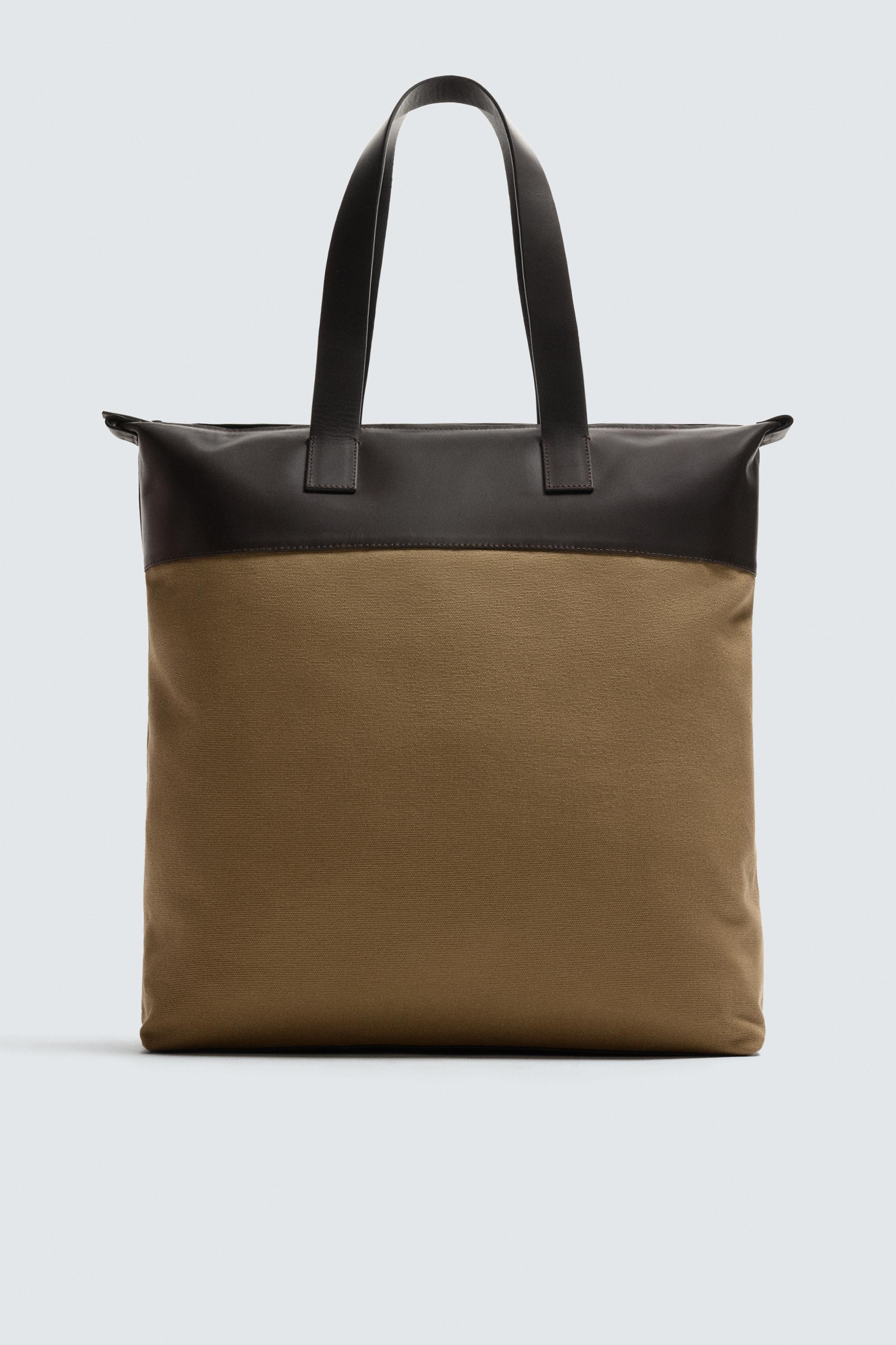 LEATHER DETAIL SHOPPER BAG