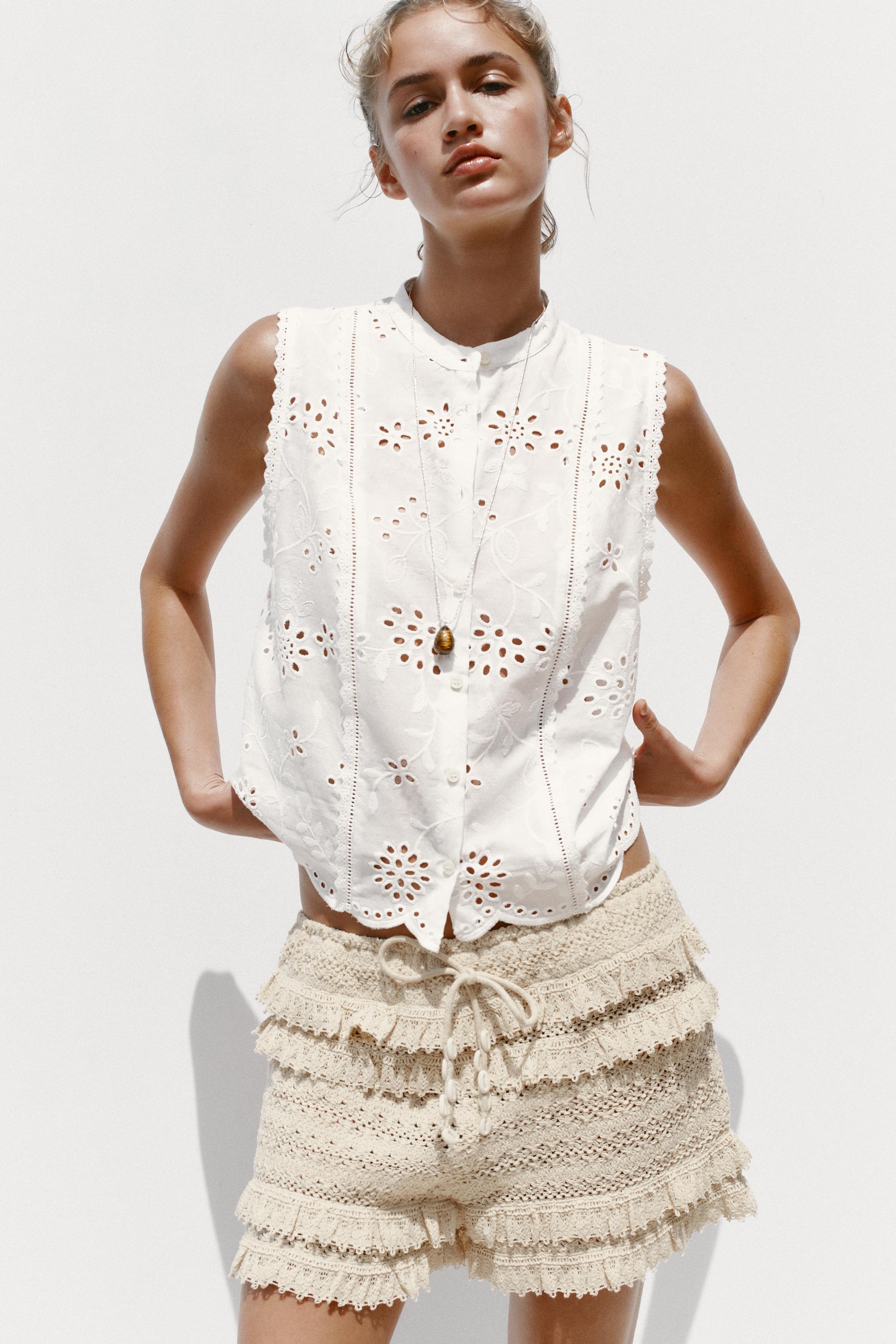 EMBROIDERED EYELET SHIRT