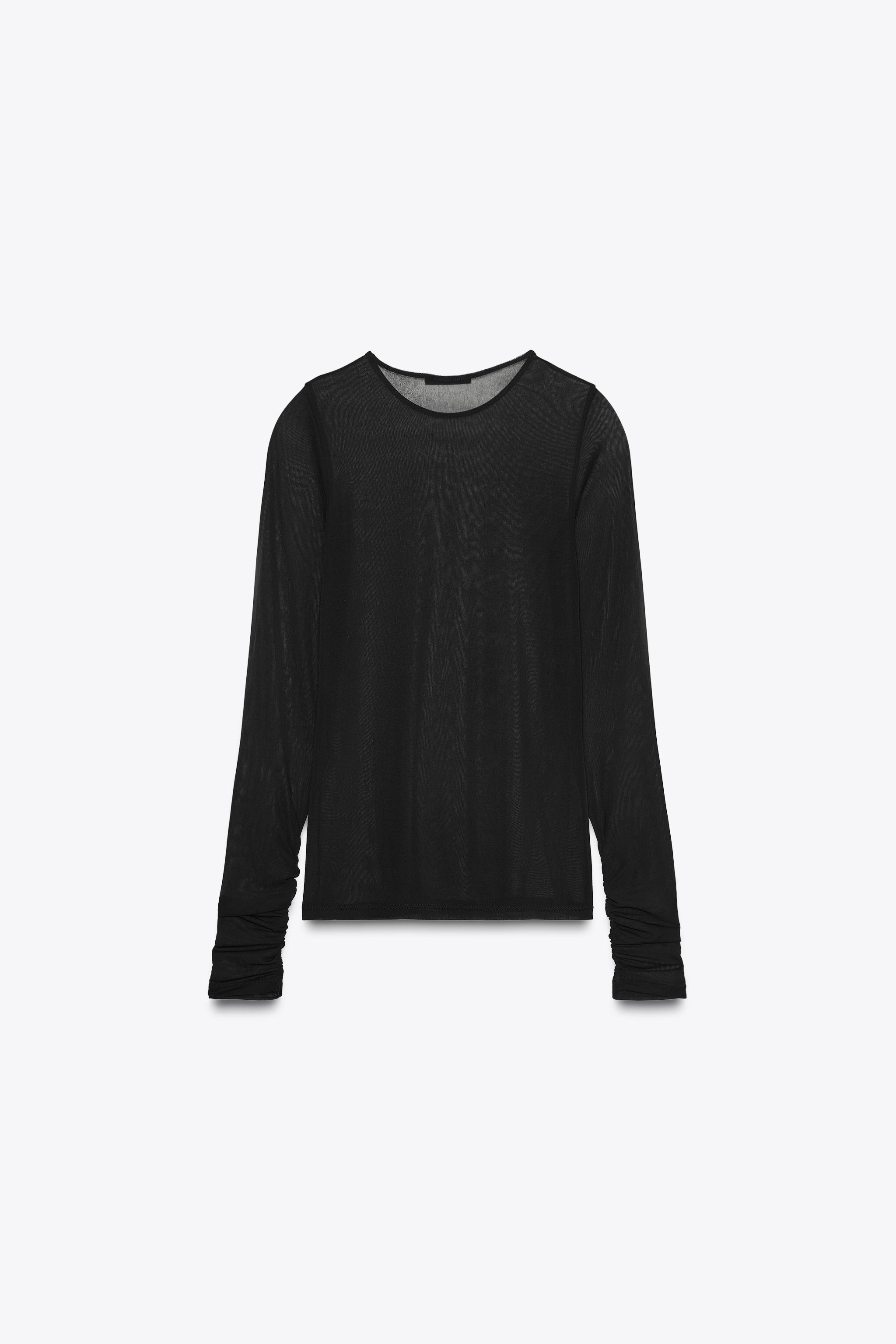 SEMI-SHEER RUCHED T-SHIRT