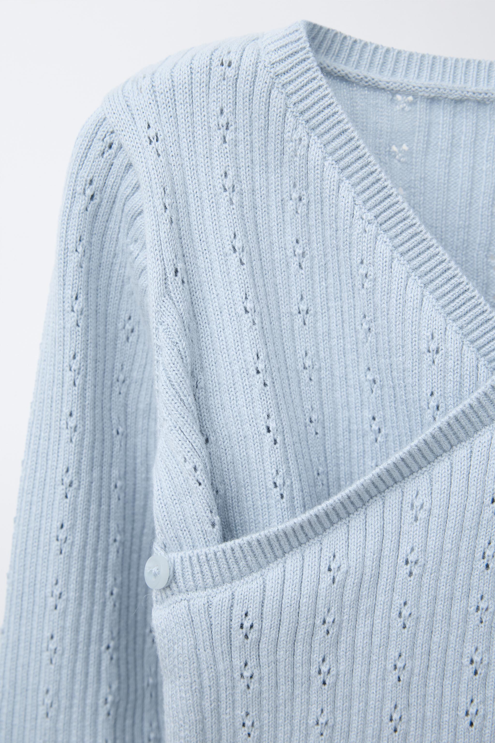 OPENWORK CROSSOVER KNIT CARDIGAN