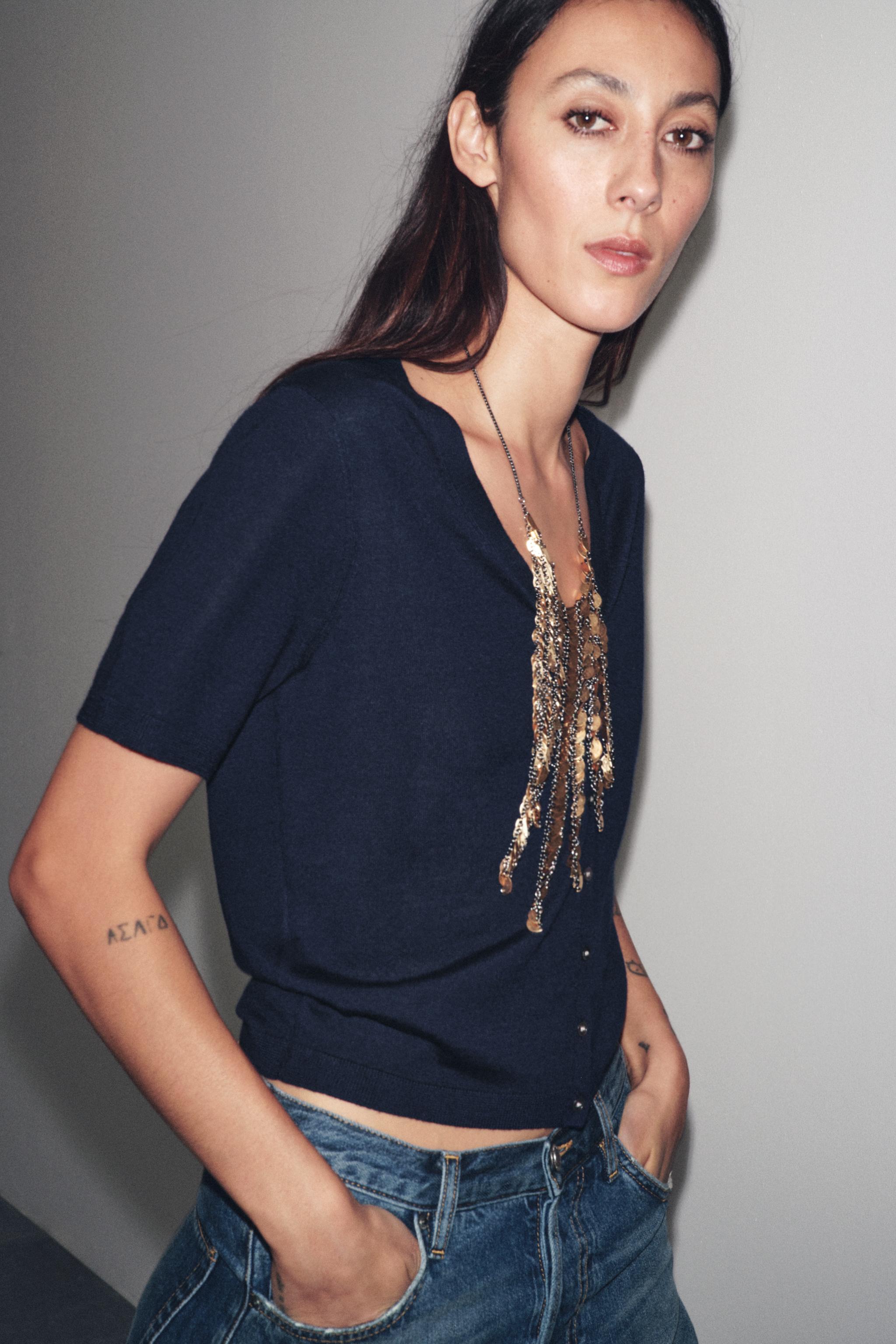 100% EXTRAFINE WOOL SHORT SLEEVE JACKET