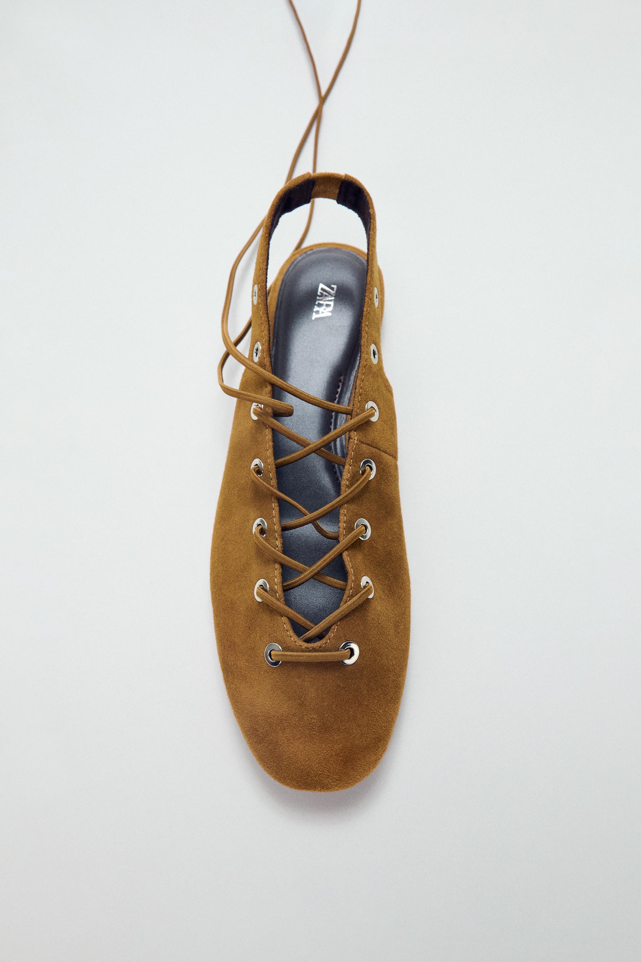 SUEDE TIED SLINGBACK SHOES