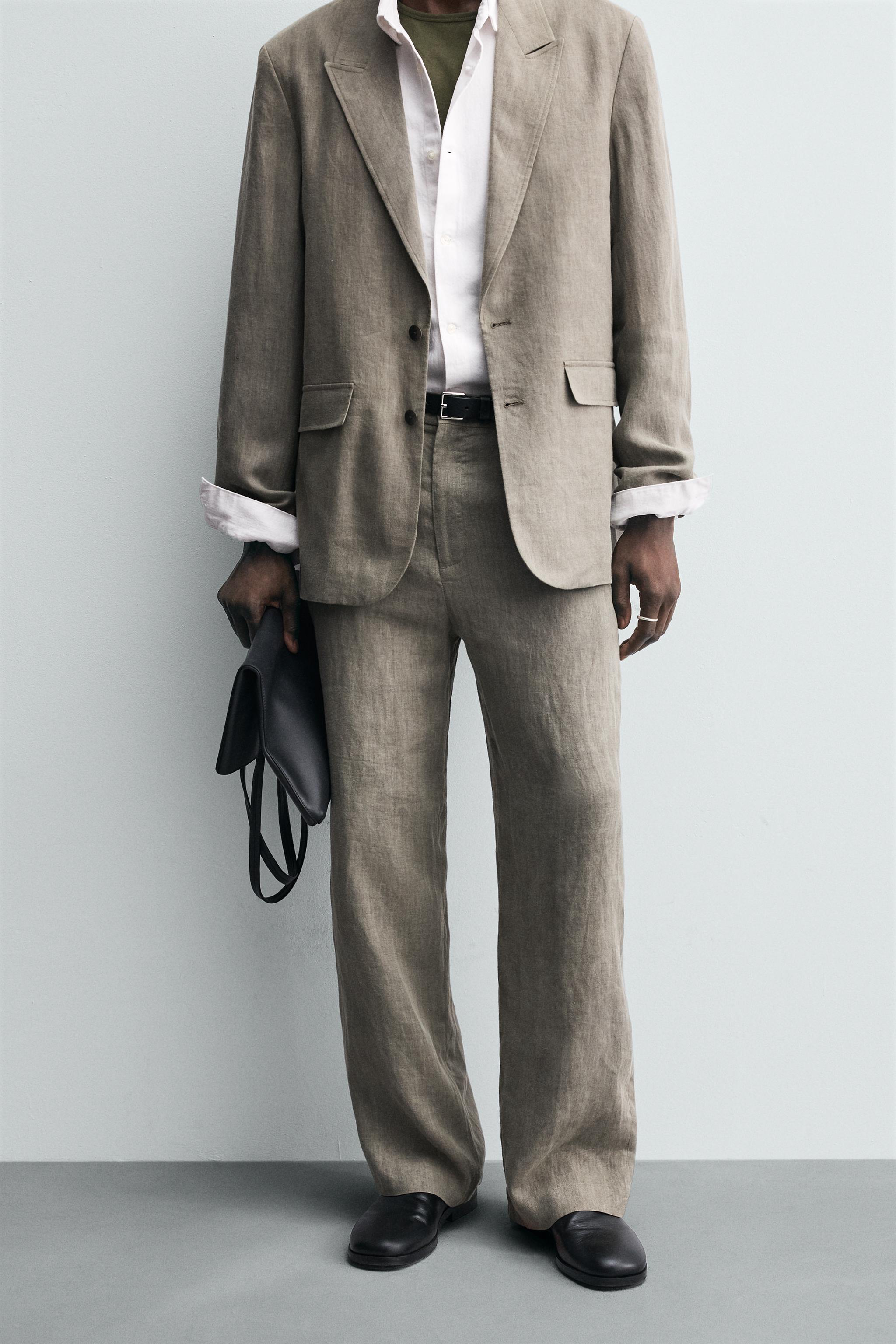 100% WASHED LINEN SUIT PANTS