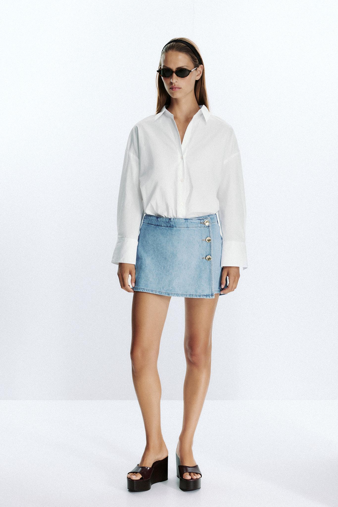 Z1975 CROSSOVER BUTTON DENIM SKORT