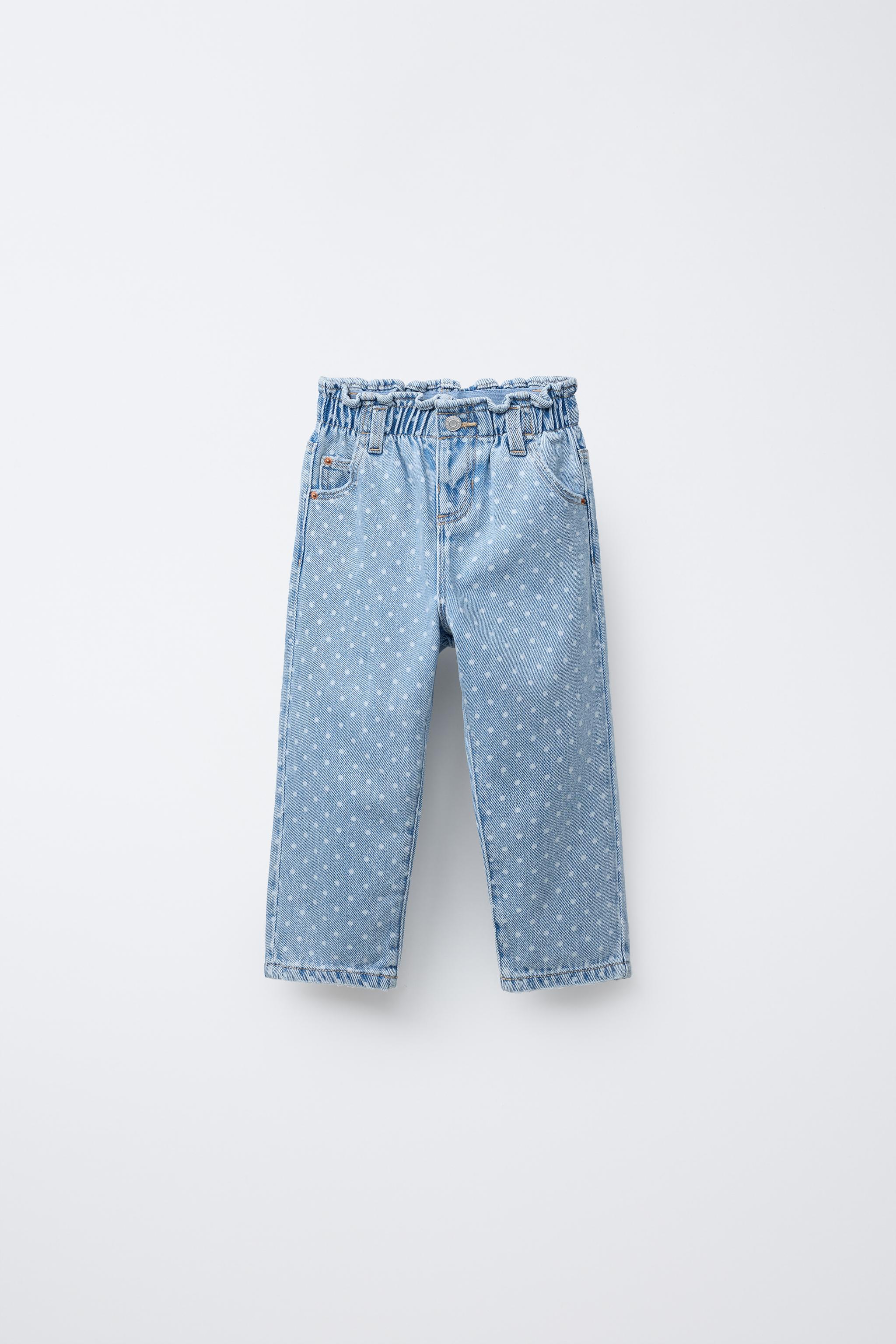 POLKA DOT PAPERBAG DENIM PANTS