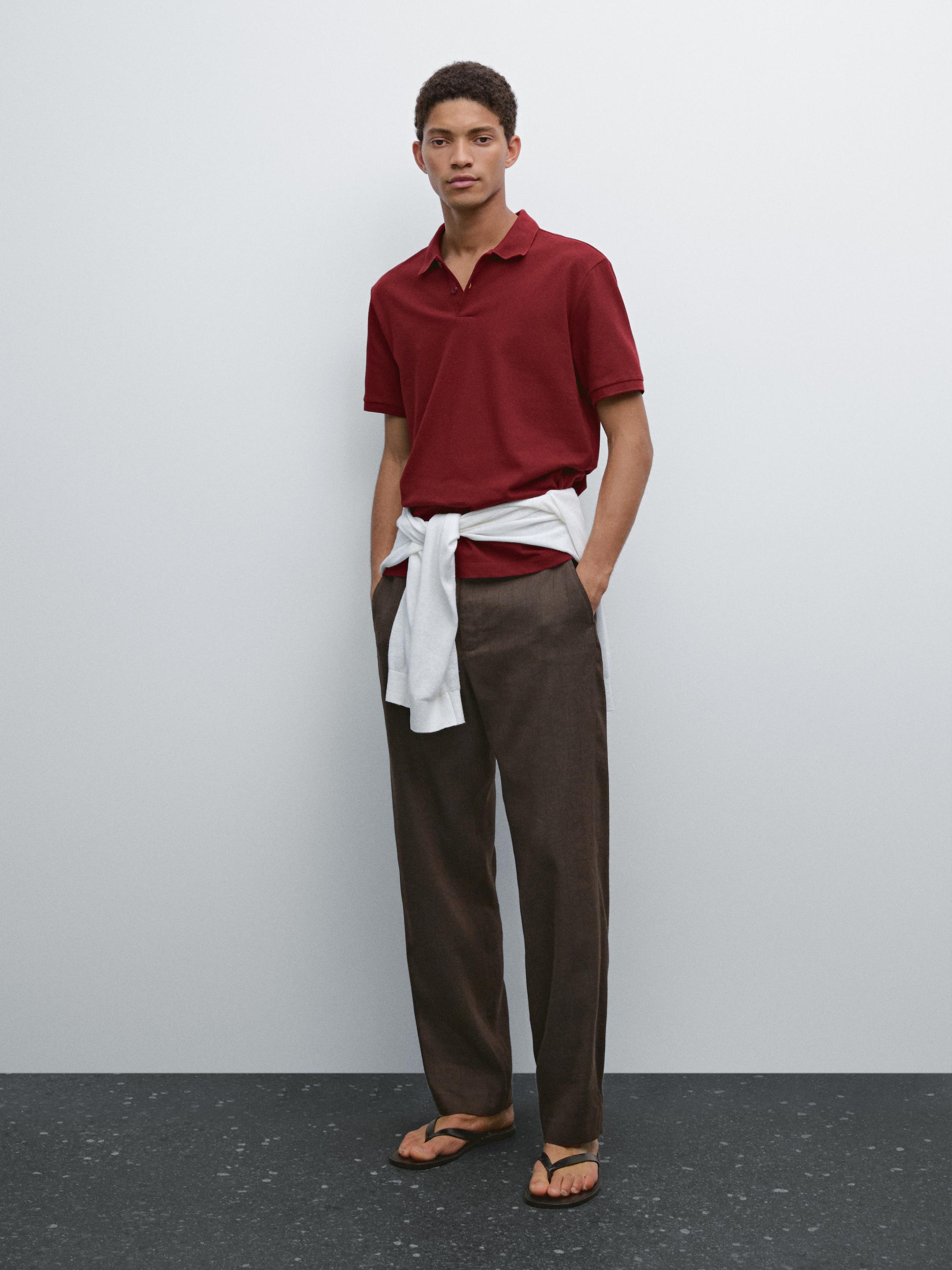 Micro textured piqué cotton polo shirt