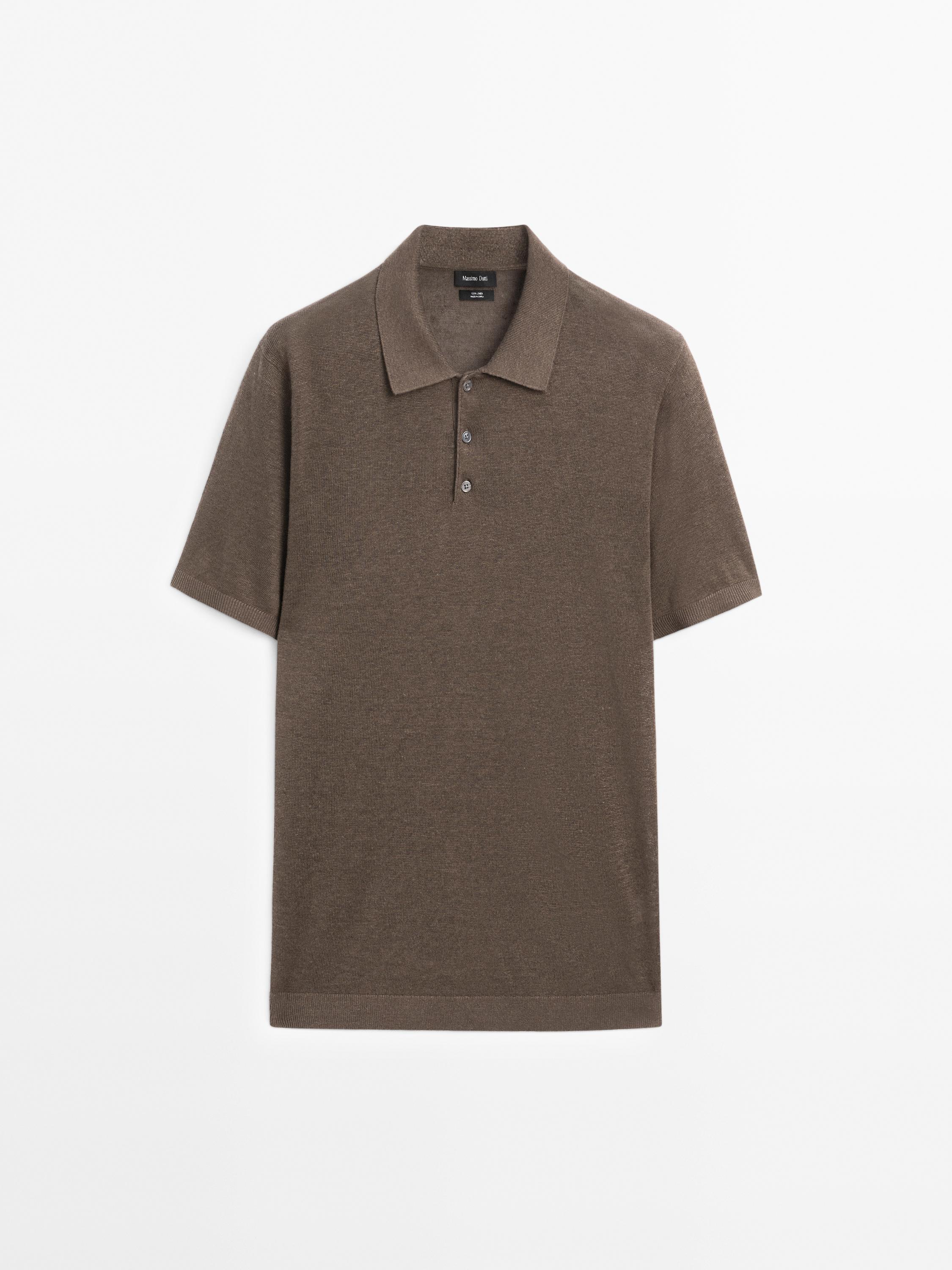 100% linen knit polo shirt
