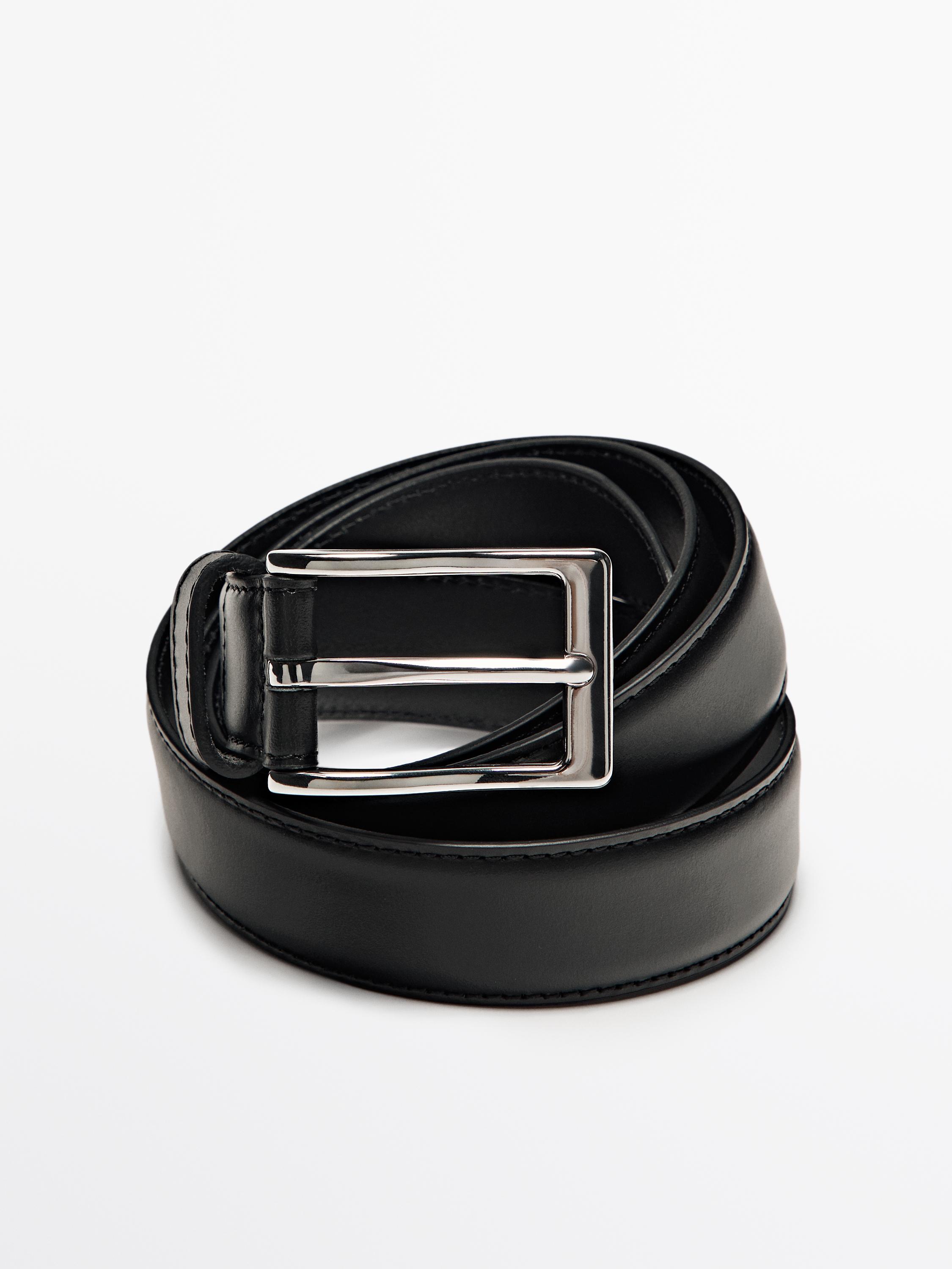 Smart nappa leather belt with topstitching