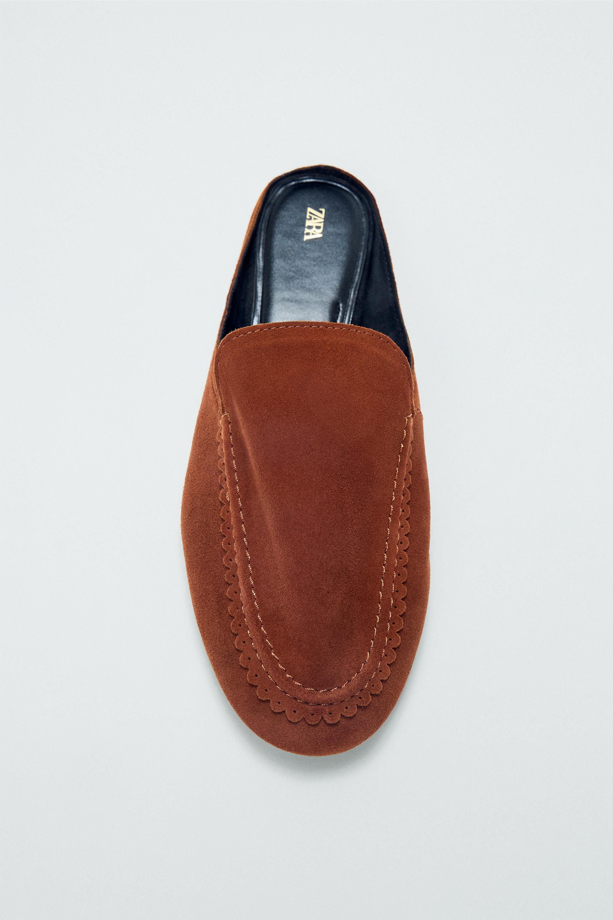 SPLIT LEATHER SLINGBACK SLIPPERS