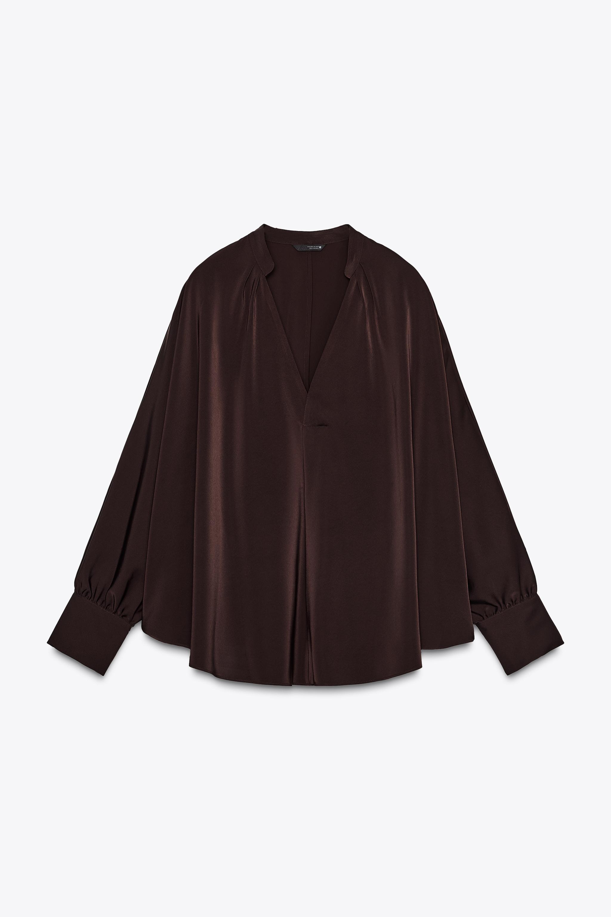 SATIN EFFECT CAPE SLEEVE BLOUSE