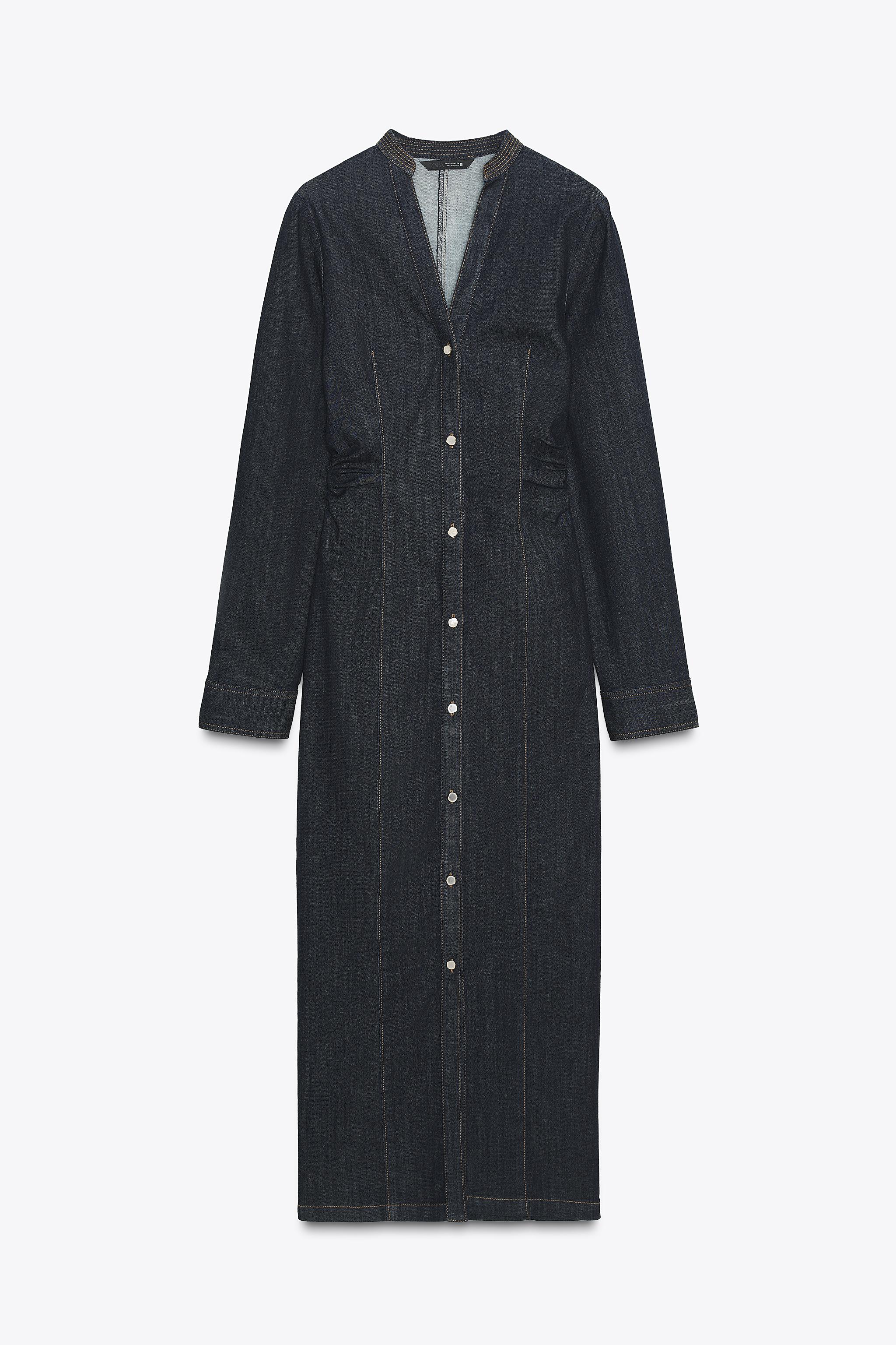 FITTED DENIM MIDI DRESS