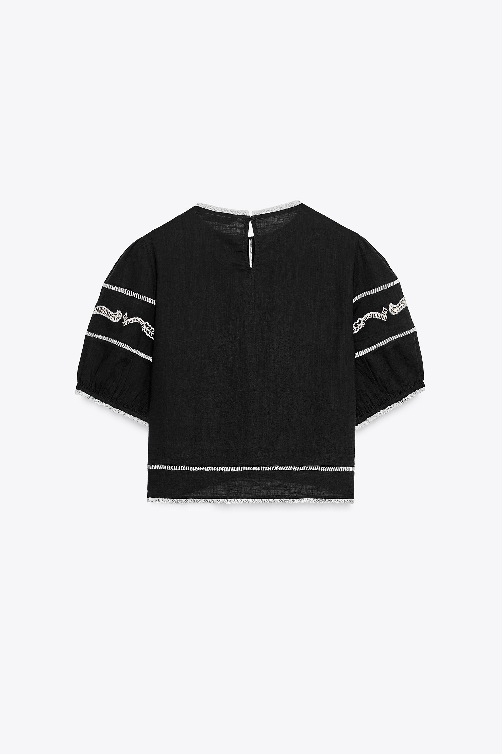 ZW COLLECTION CONTRAST EMBROIDERY BLOUSE
