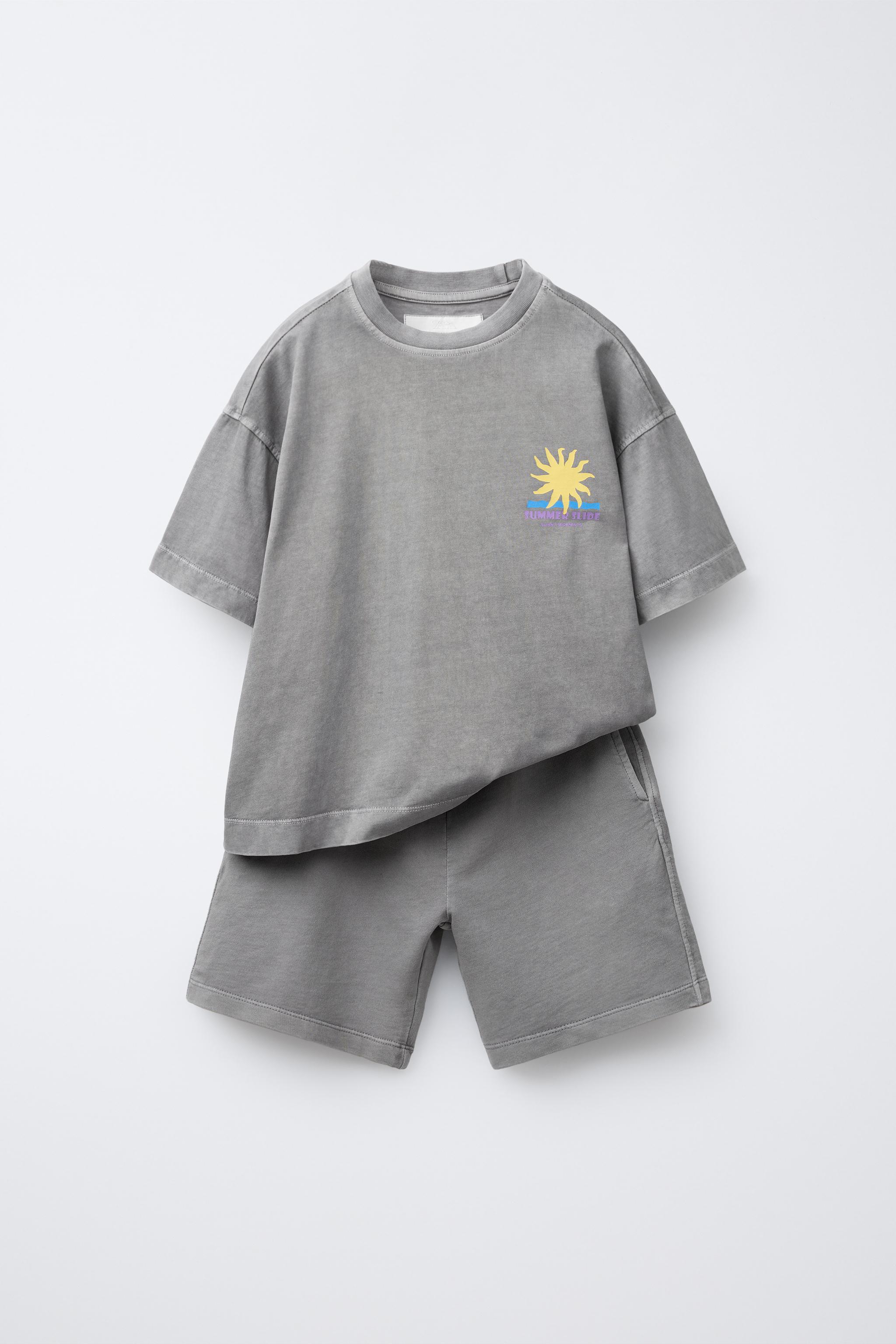 GARMENT DYE PRINTED T-SHIRT AND BERMUDA SET