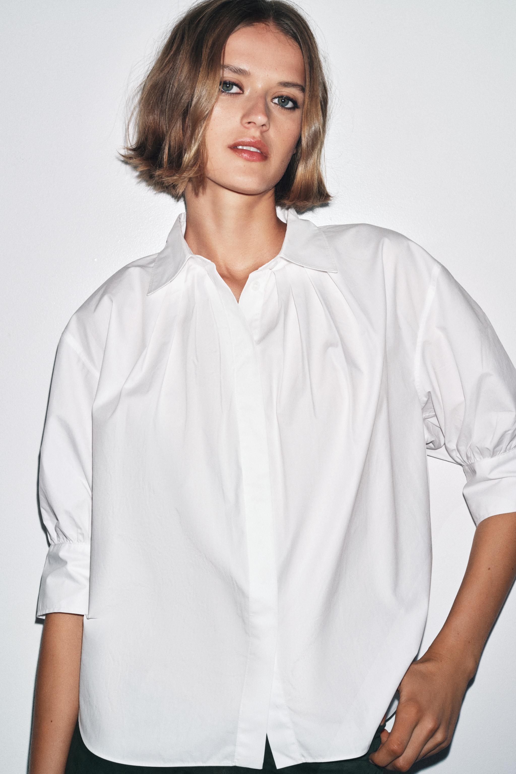 ZW COLLECTION PLEATED BALLOON SLEEVE SHIRT