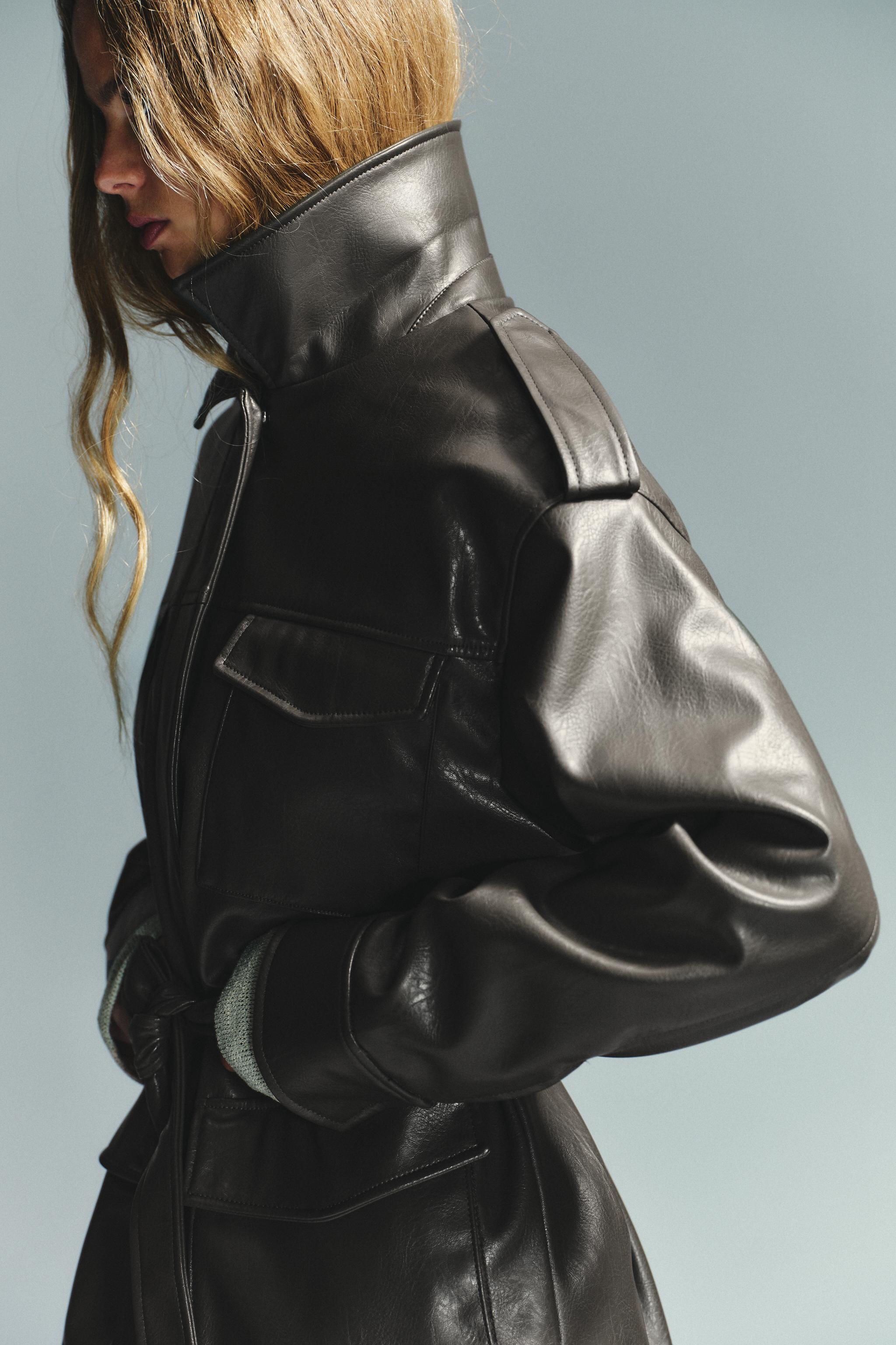 FAUX LEATHER POCKET JACKET