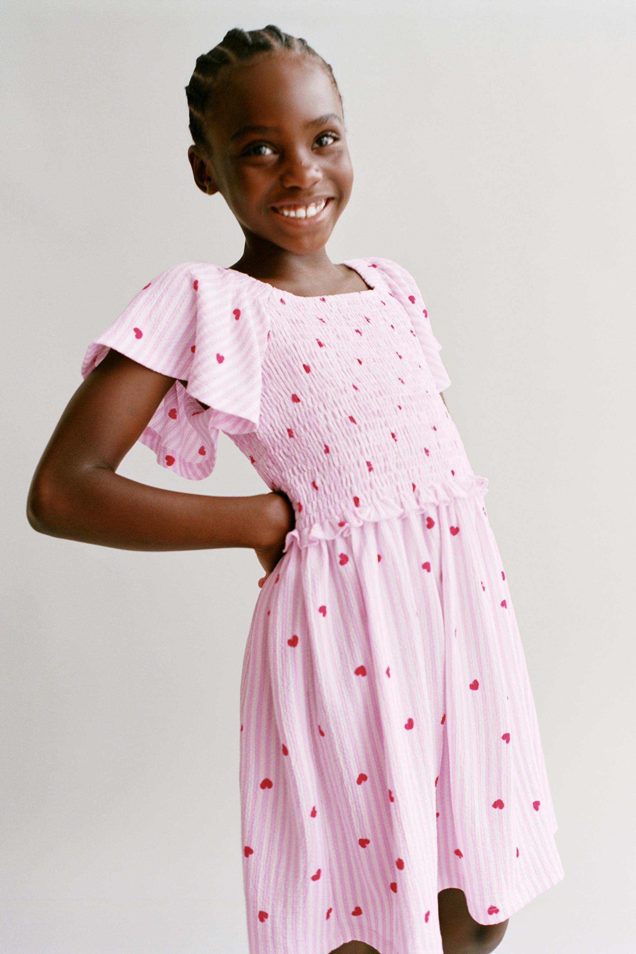 STRIPED AND HEART PRINT DRESS