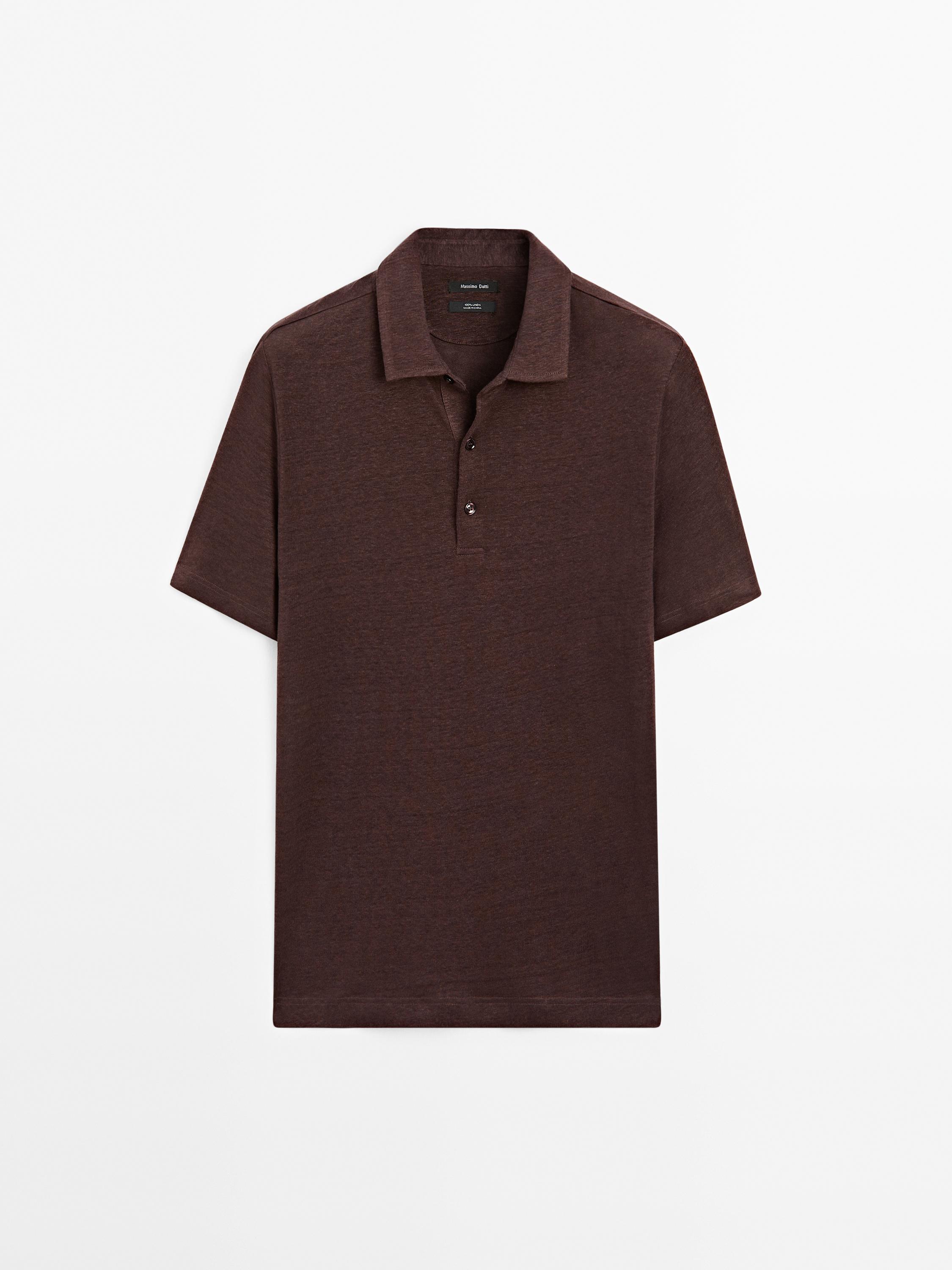 100% linen short sleeve polo shirt