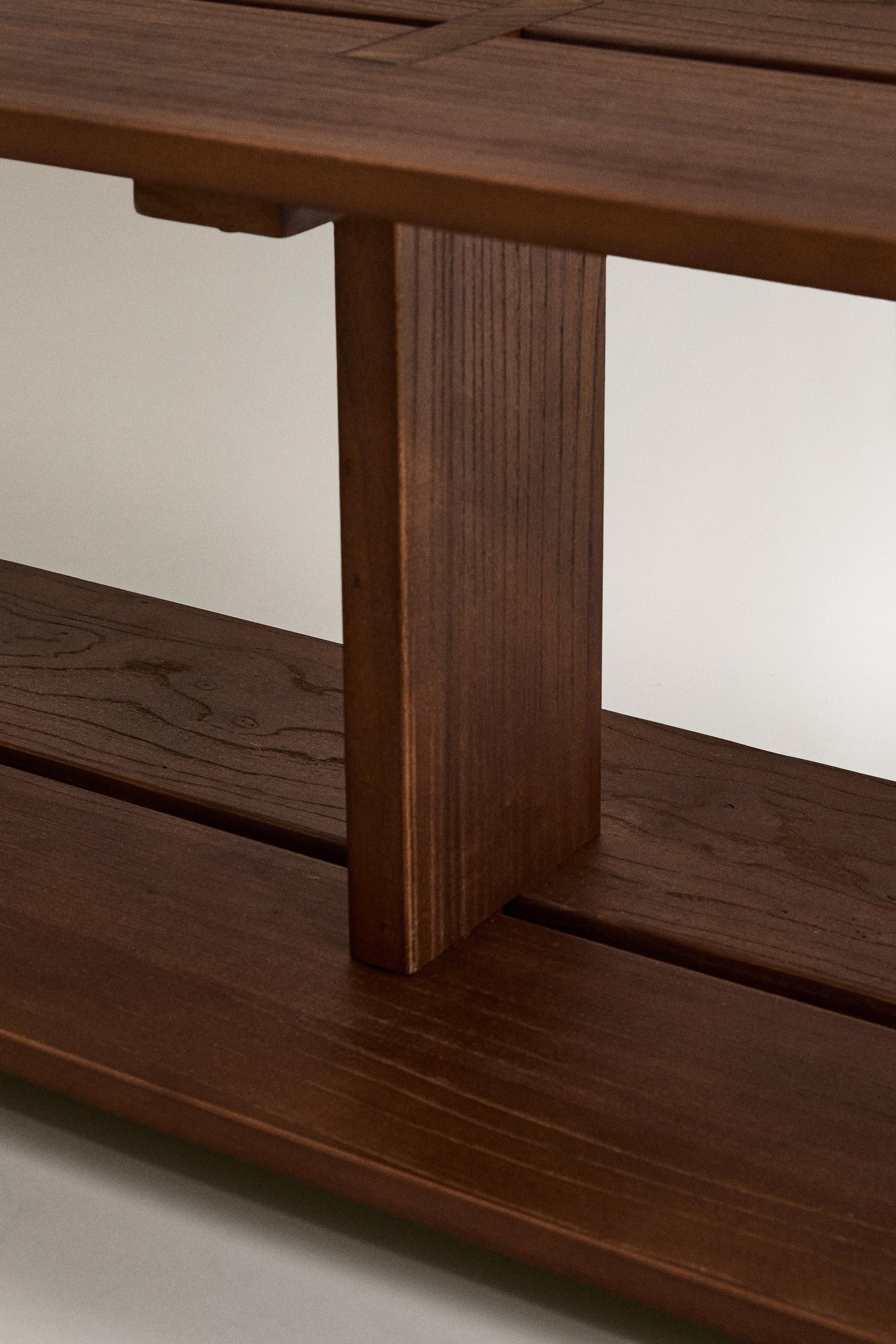 ELM WOOD SHELVING UNIT WITH TWO SHELVES