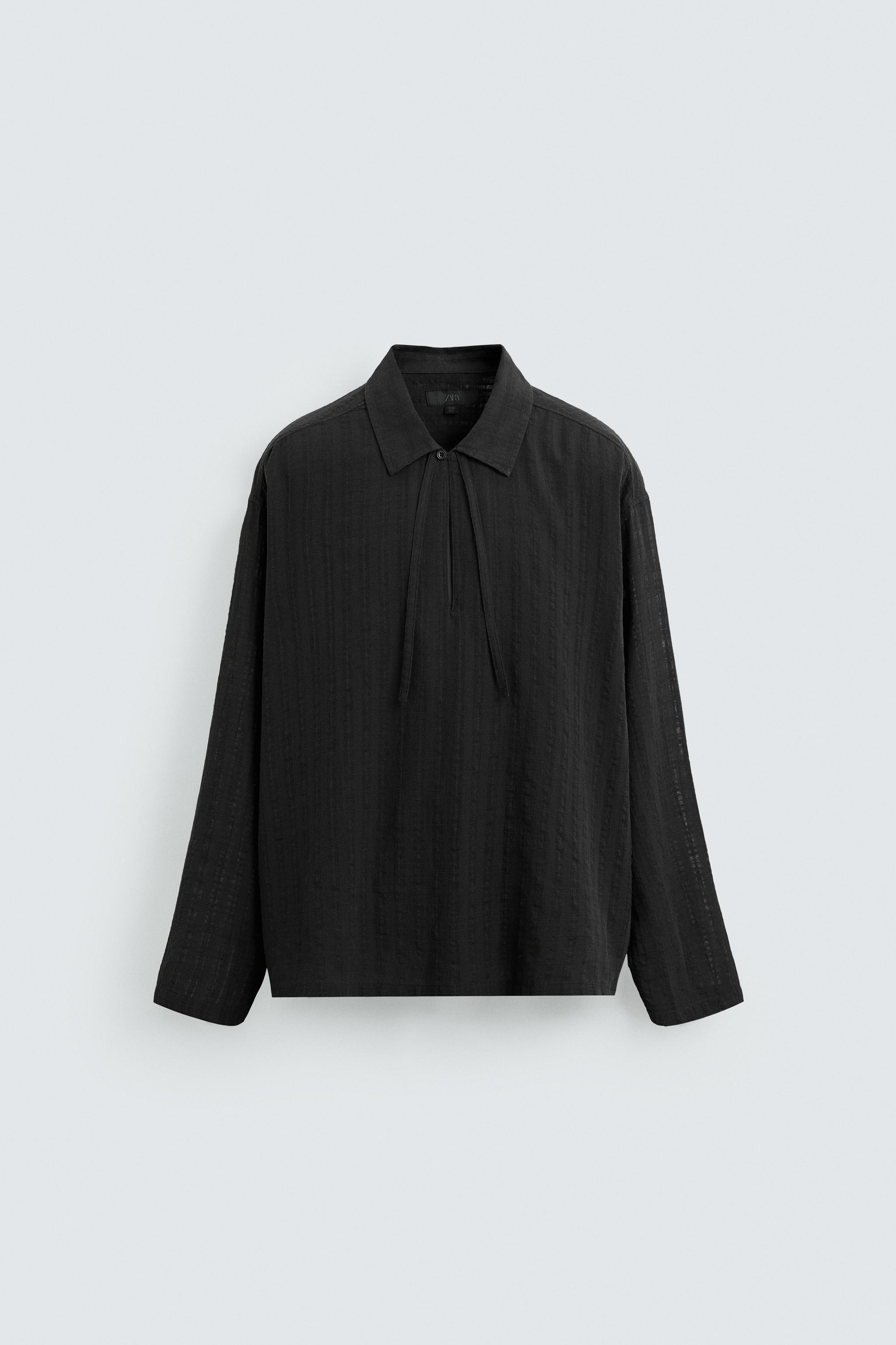 TEXTURED SEMI-SHEER POLO SHIRT