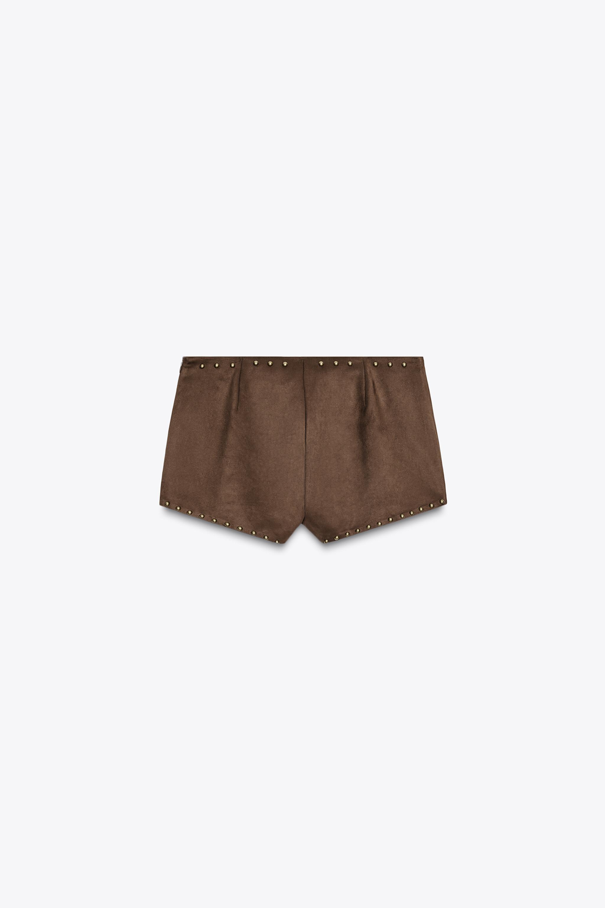 FAUX SUEDE STUDDED SHORTS