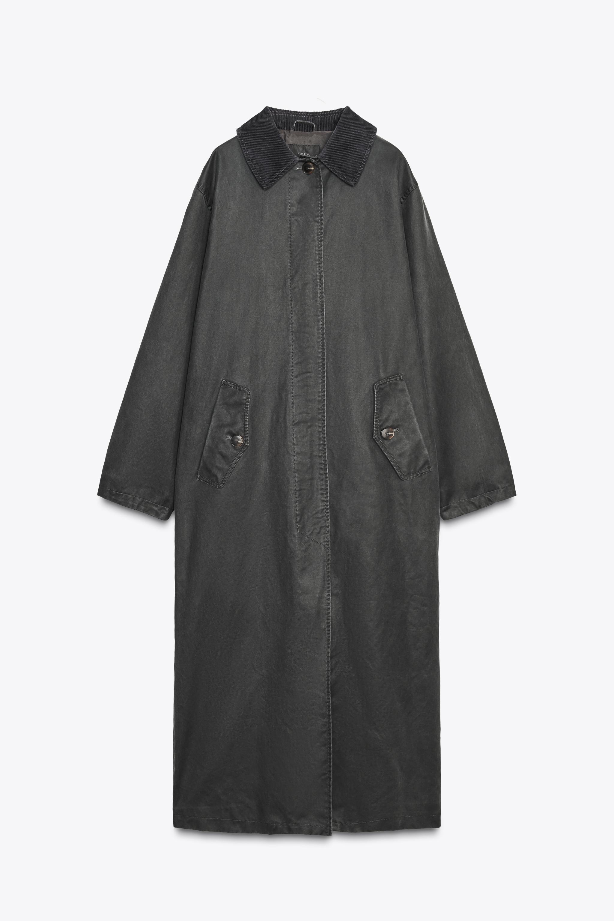 WAXED TRENCH COAT WITH CORDUROY COLLAR