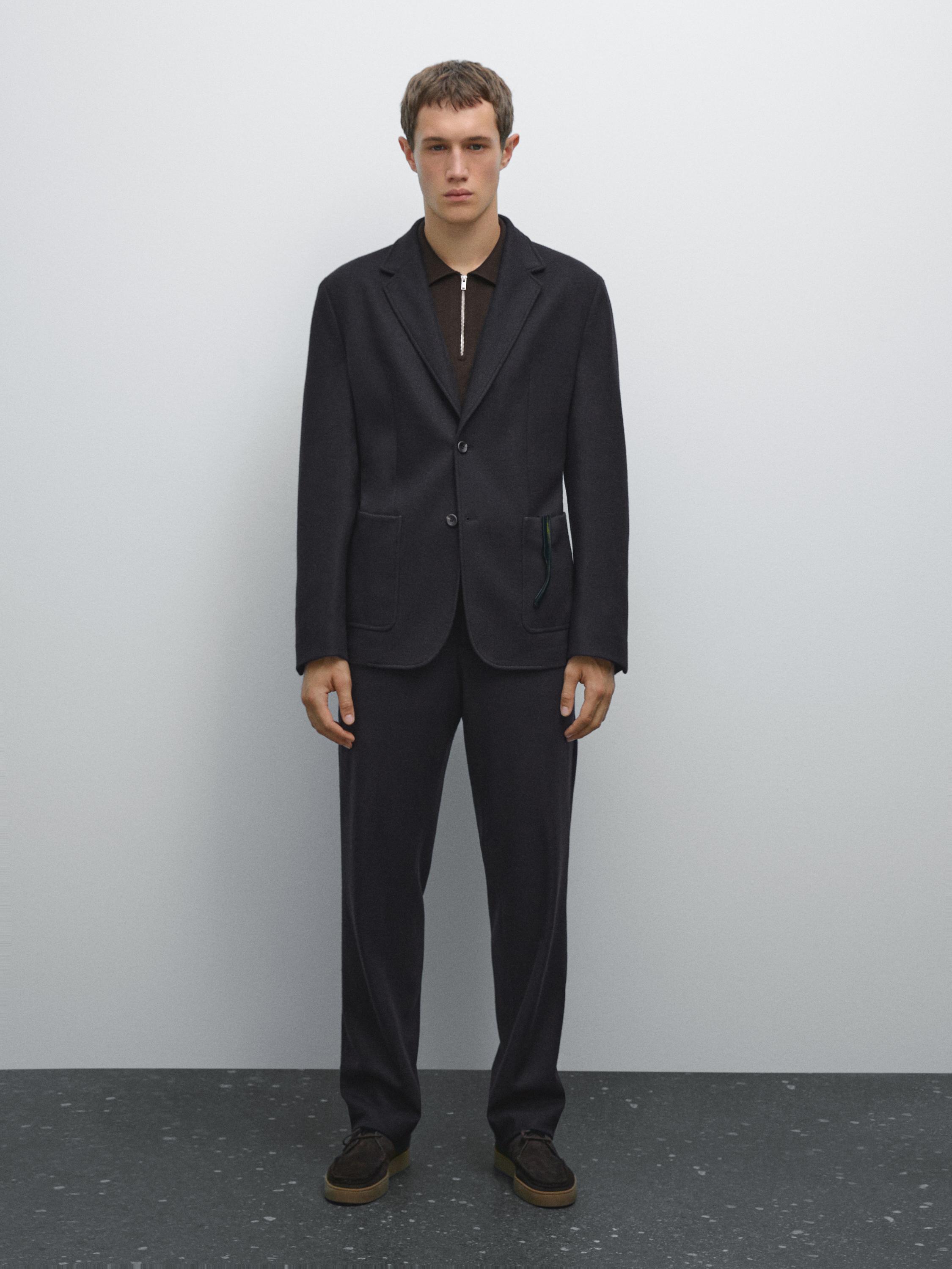 Wool blend suit trousers