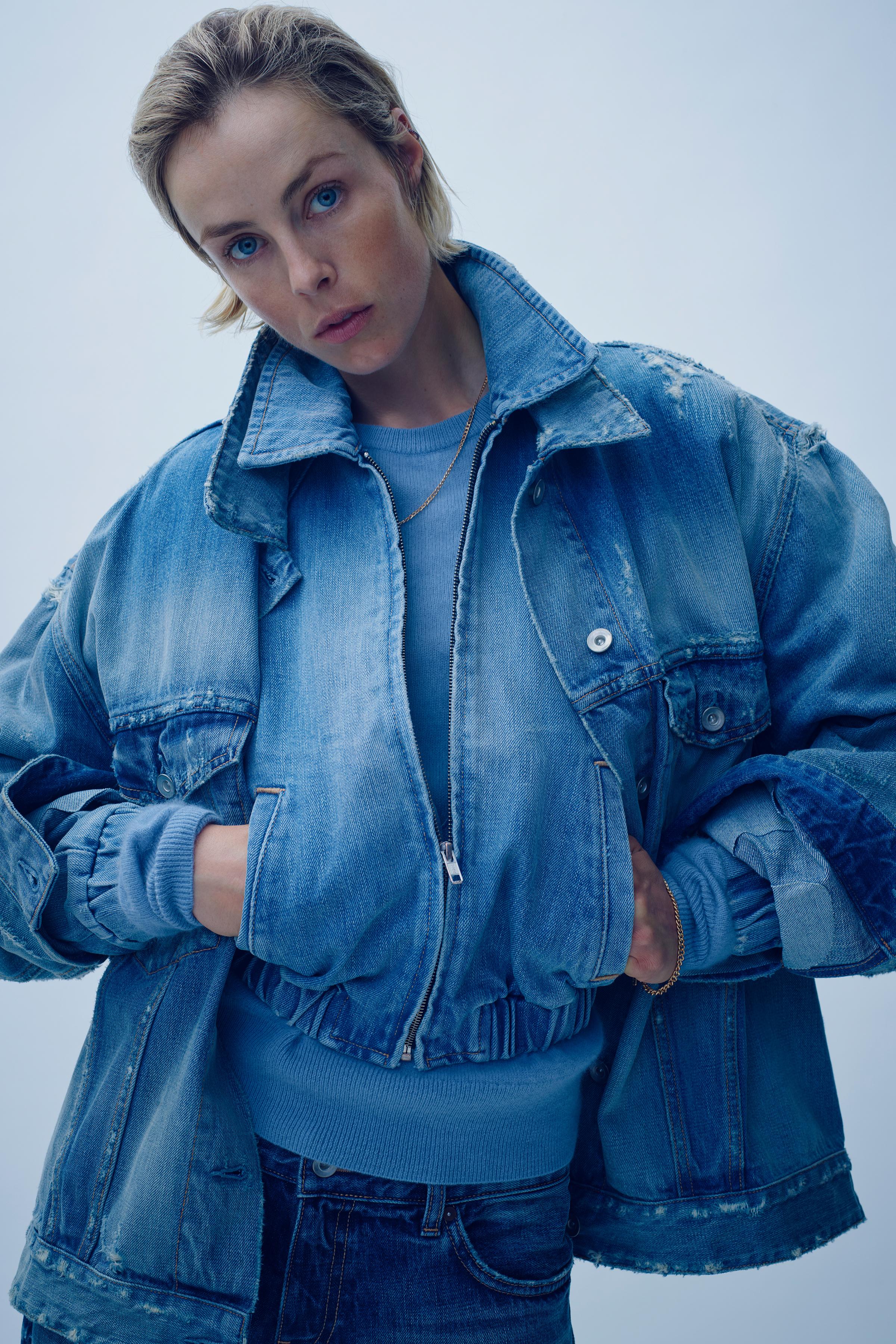 TRF DENIM BOMBER JACKET