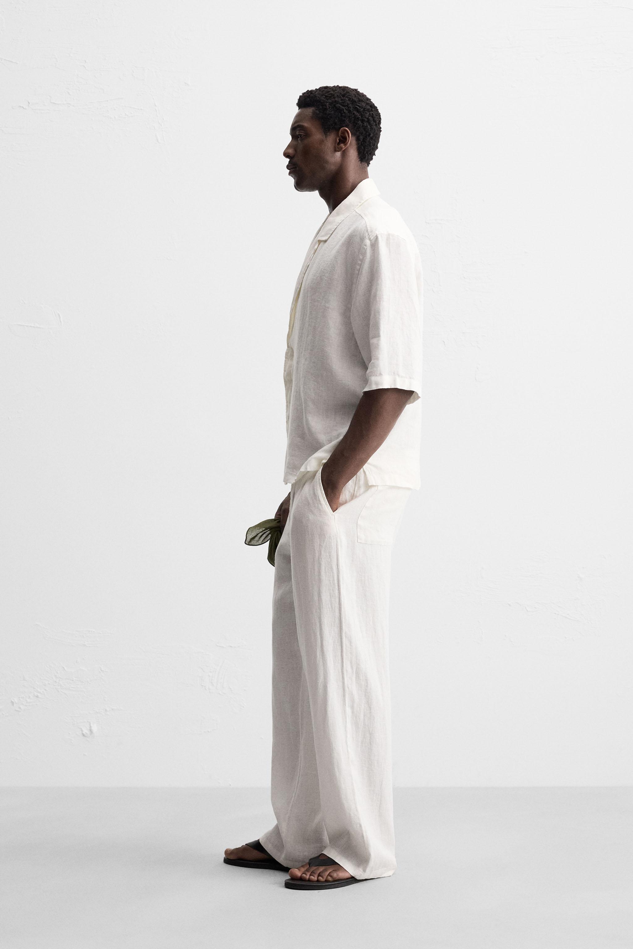 RELAXED FIT 100% LINEN PANTS