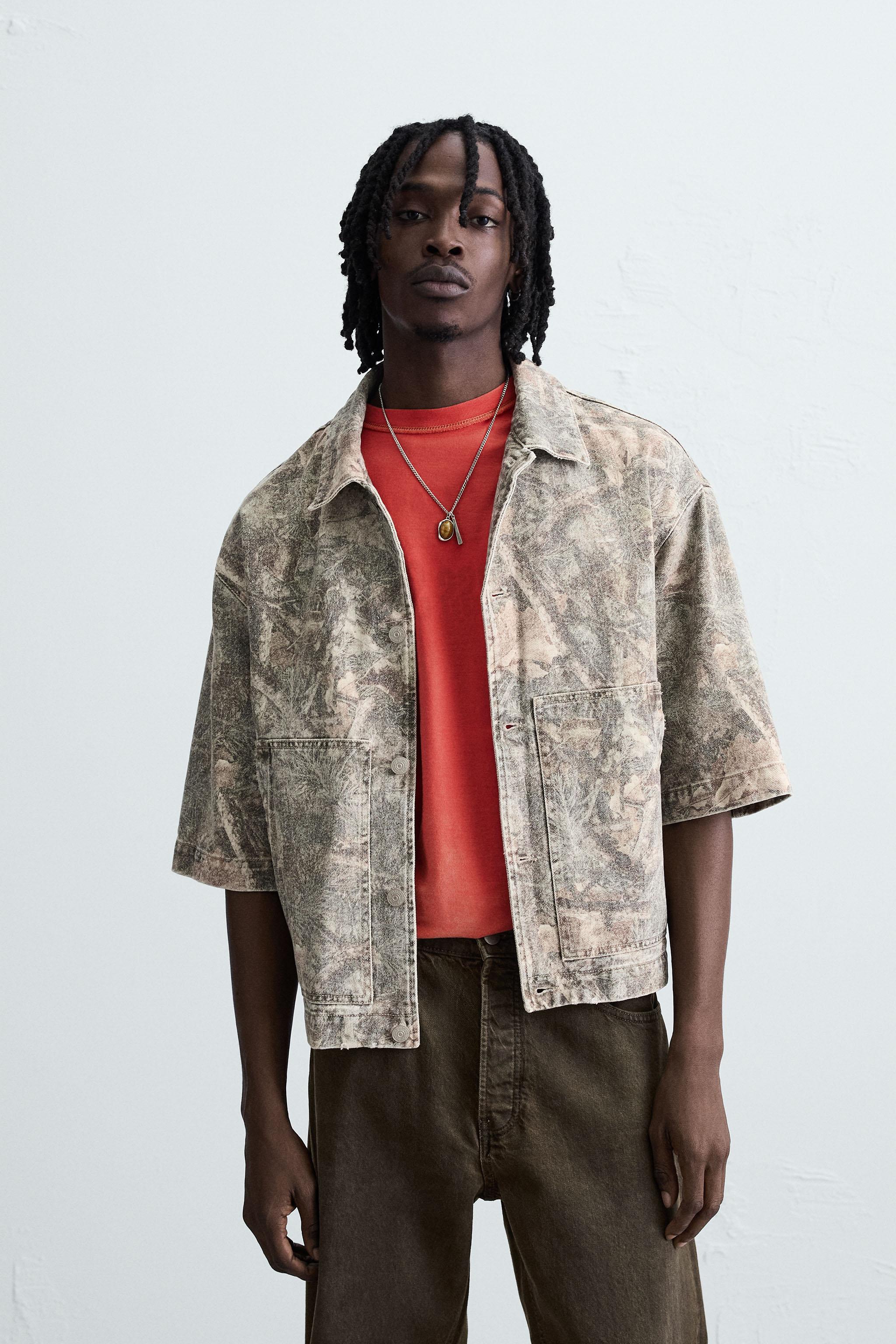 WASHED ABSTRACT PRINT OVERSHIRT