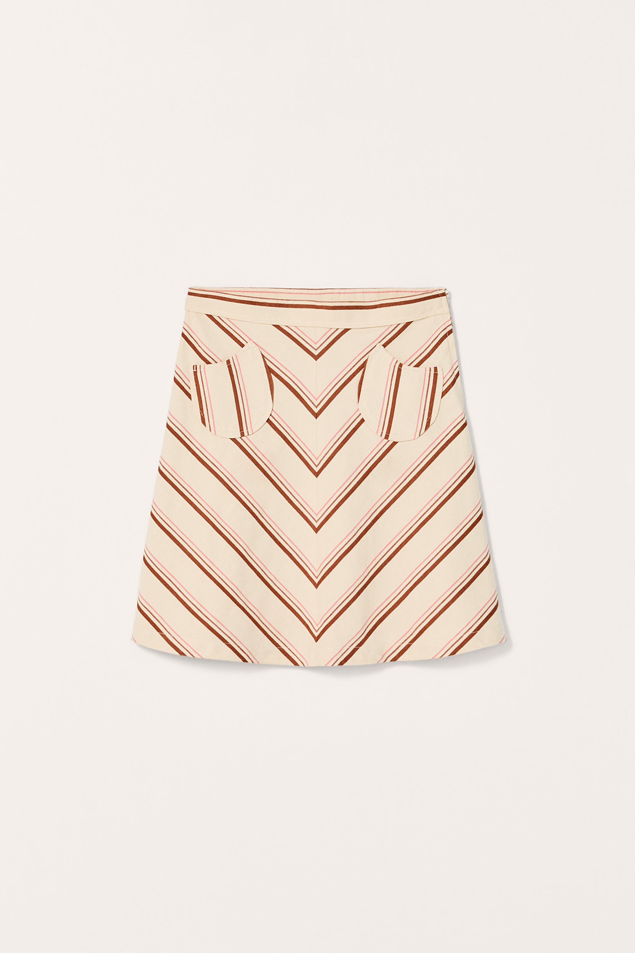 LIMITED EDITION STRIPED COTTON LINEN MIDI SKIRT