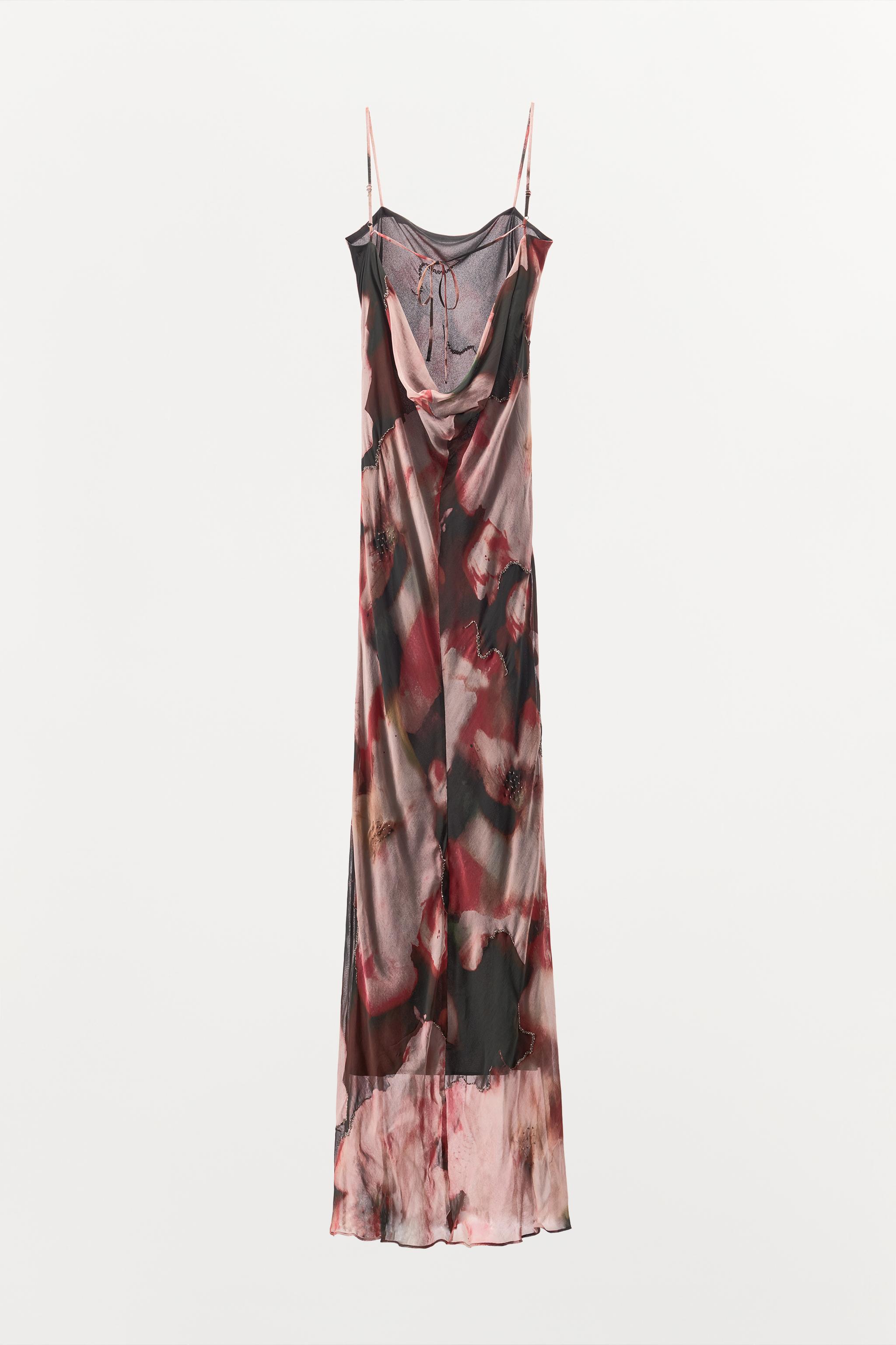 BEADED FLORAL PRINT DRESS