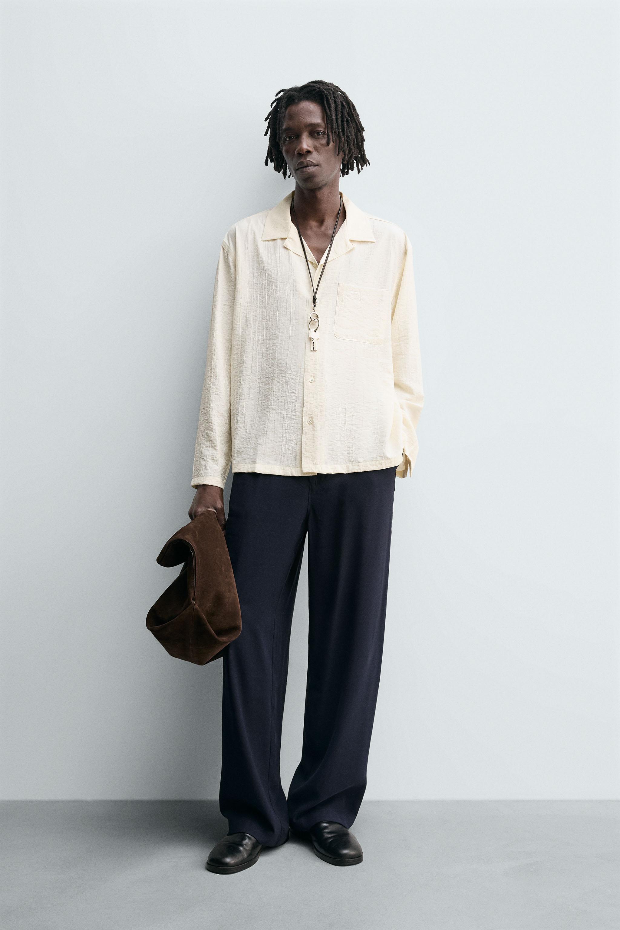 WRINKLED EFFECT FLOWY SHIRT