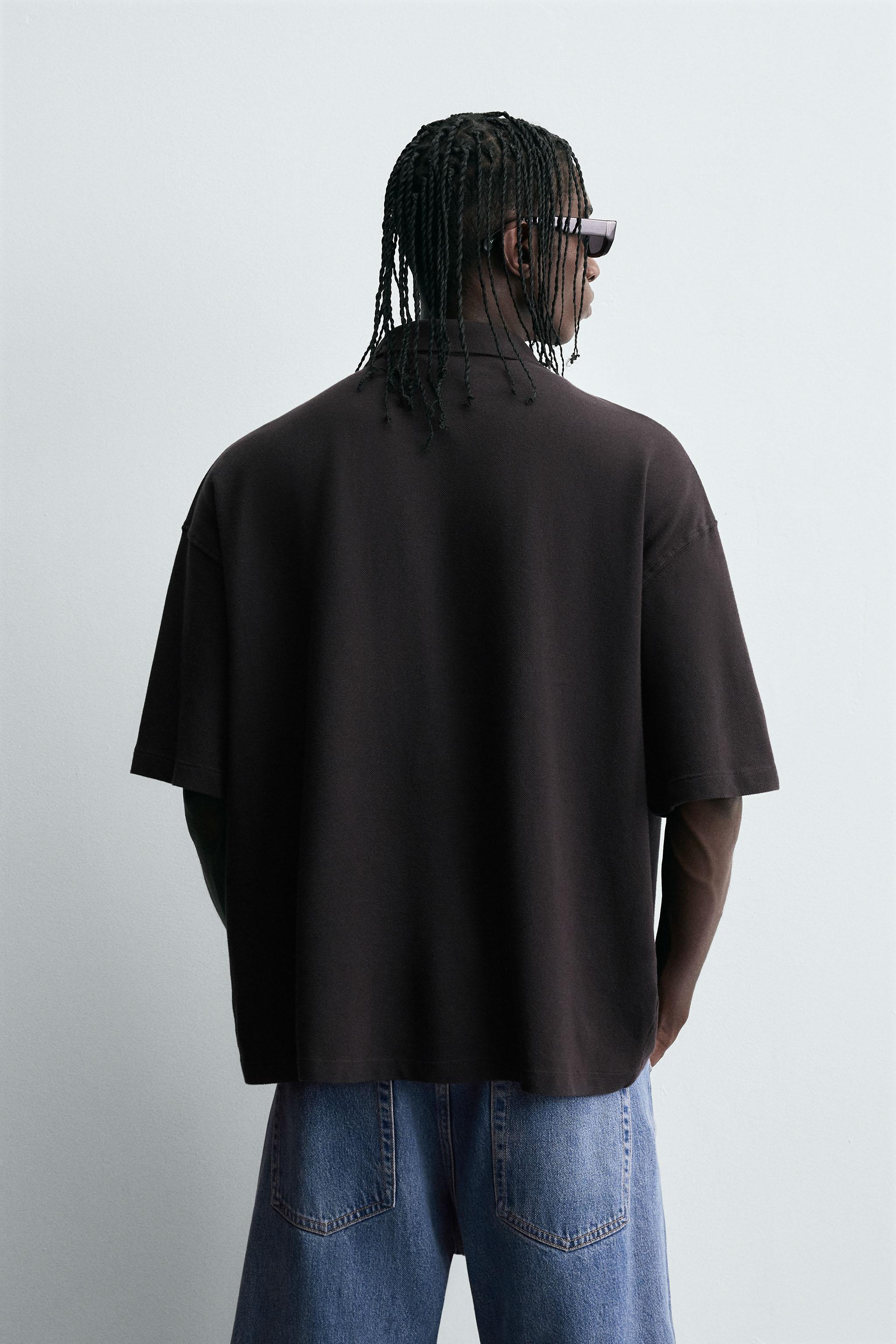 WASHED TEXT PRINT POLO SHIRT