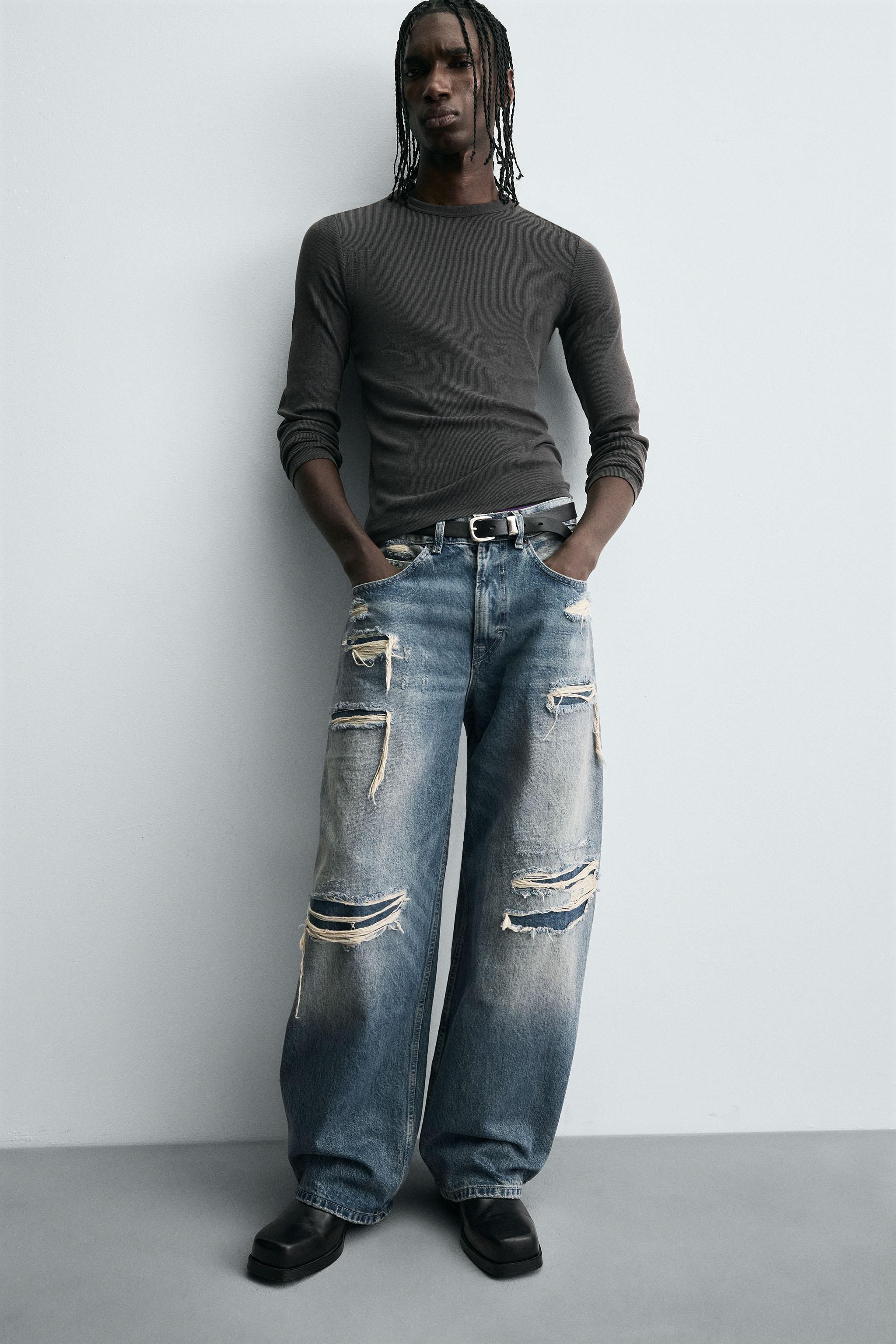 RIPPED BALLOON FIT JEANS