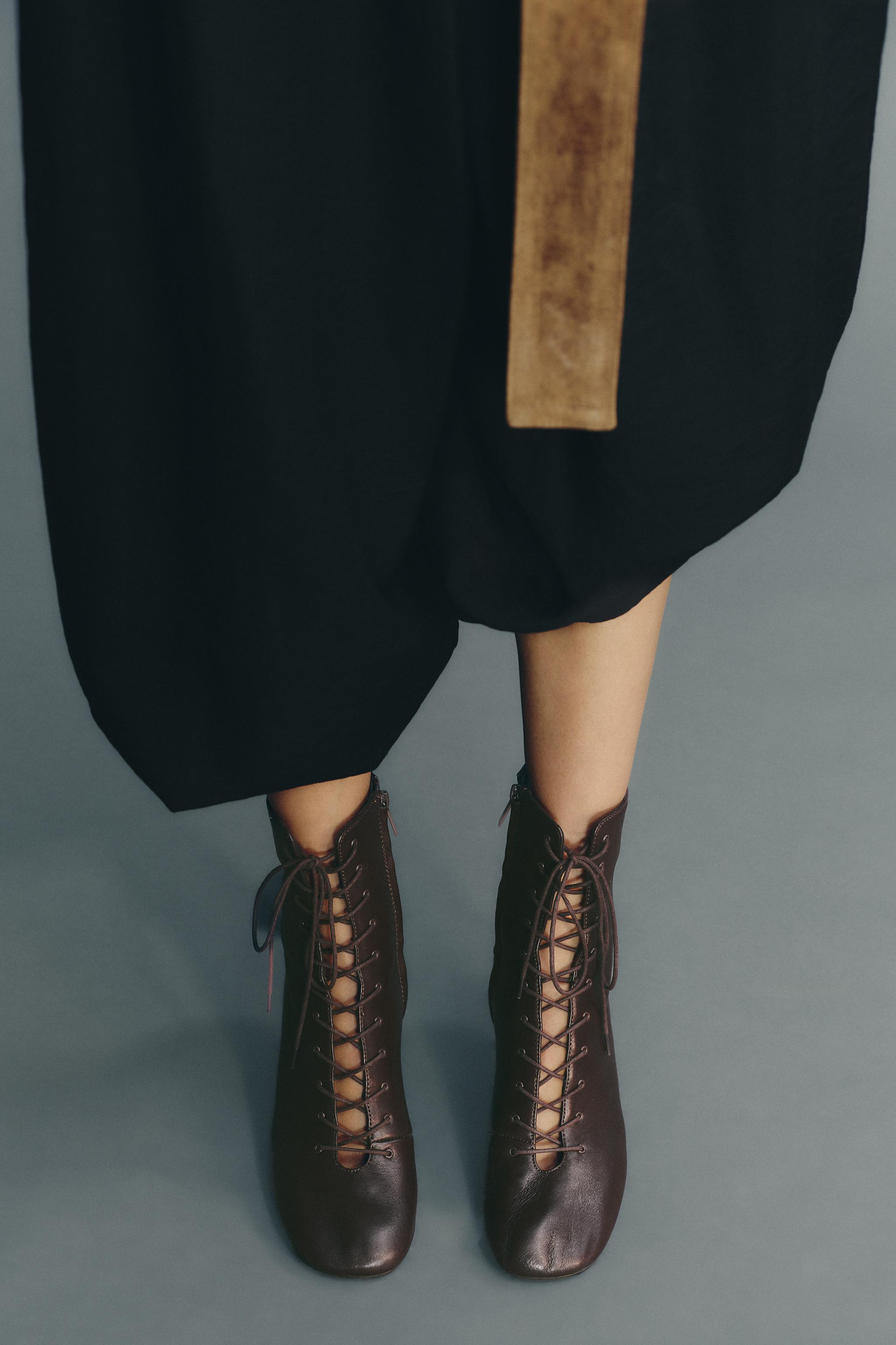 LEATHER KITTEN ANKLE BOOTS