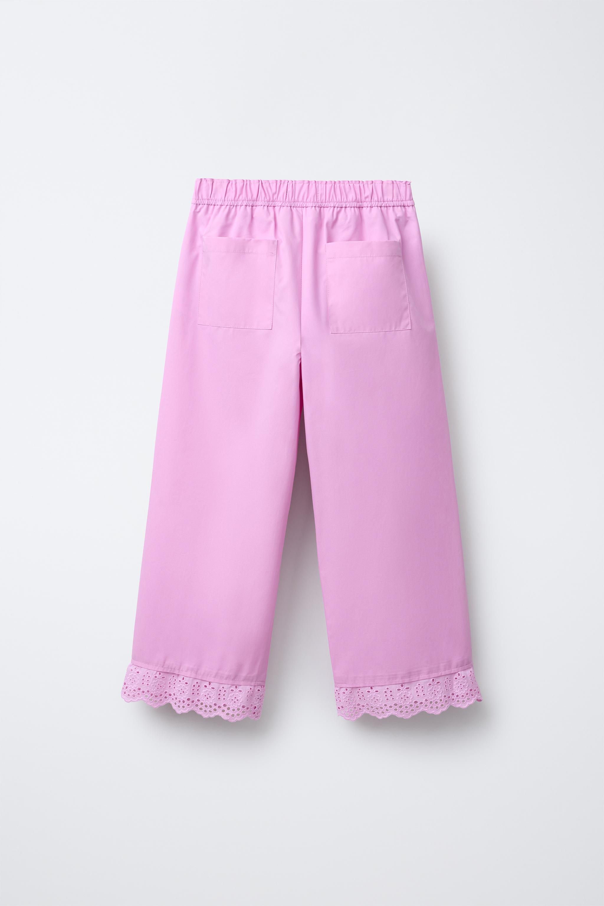 LACE HEM STRAIGHT LEG PANTS